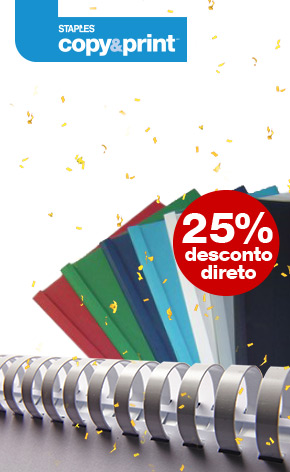 Em todas as encadernações térmicas e argolas plásticas