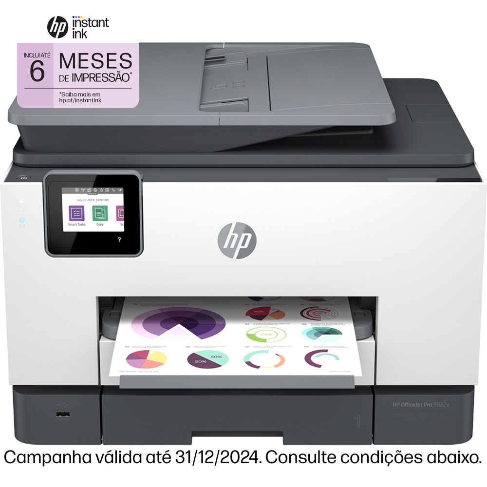 HP Multifunções Jato de Tinta OfficeJet Pro 9012e, A4, Wi-Fi