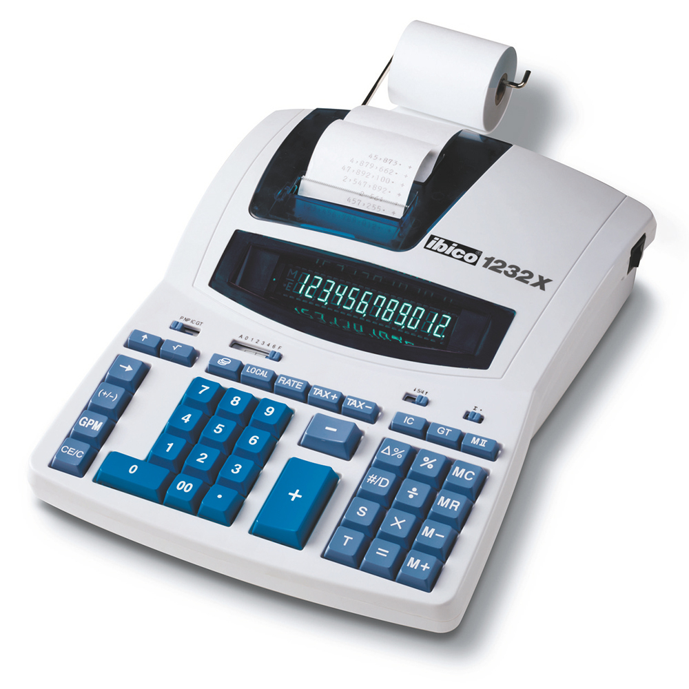 ibico Calculadora de Secretária com Impressão 1232X, 12 Dígitos, Cinzento