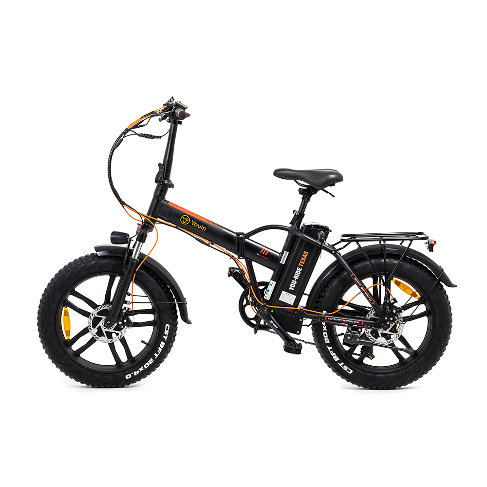 YOUIN Bicicleta Elétrica You-Ride Texas, Roda 20”, Autonomia 45 km, Preto