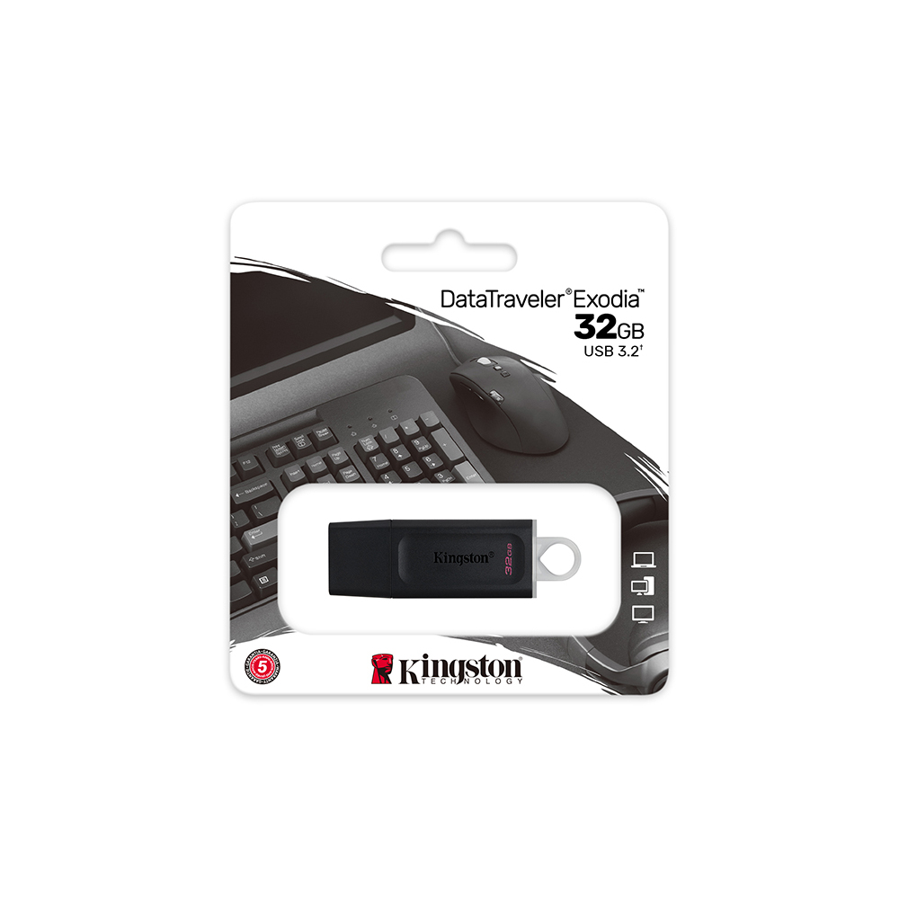 Kingston Unidade Flash Pen USB DataTraveler® Exodia™, USB 3.2, 32 GB, Preto