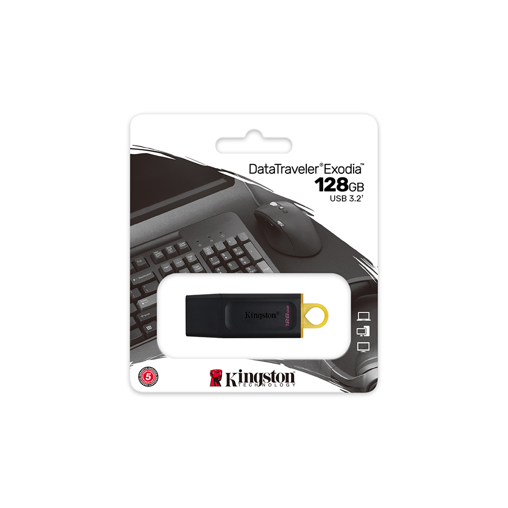 Kingston Unidade Flash Pen USB DataTraveler® Exodia™, USB 3.2, 128 GB, Preto
