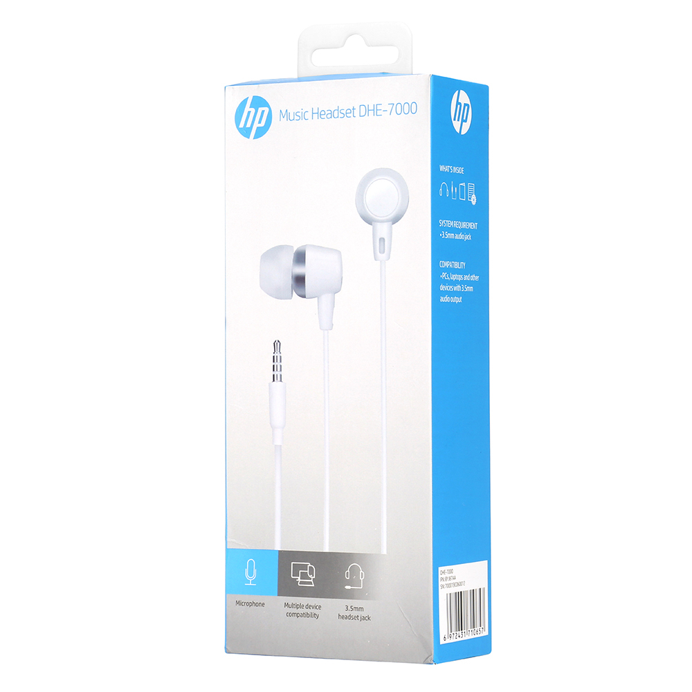 HP Auricular in-ear DHE 700, com Microfone, Branco