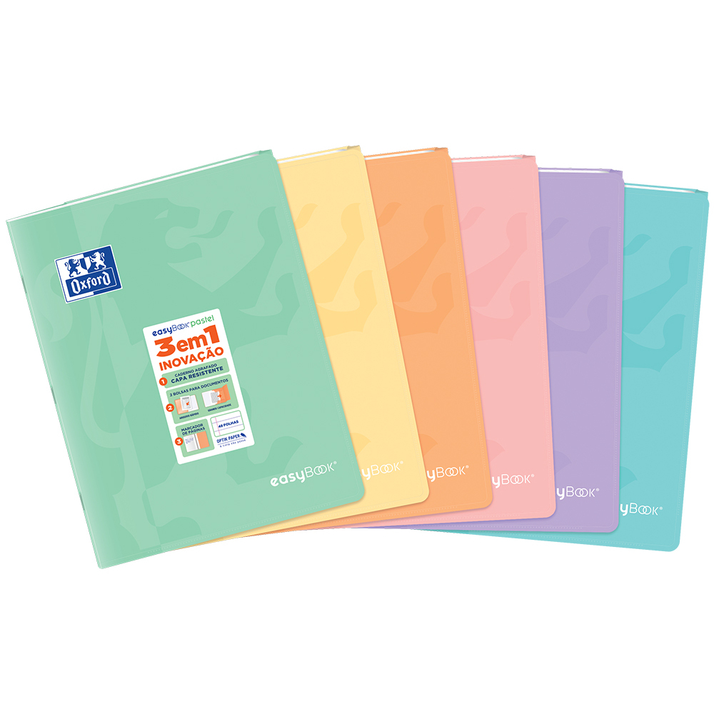 Oxford Caderno Agrafado Easybook®, A5, 48 Folhas, Pautado, Cores Pastel Sortidas
