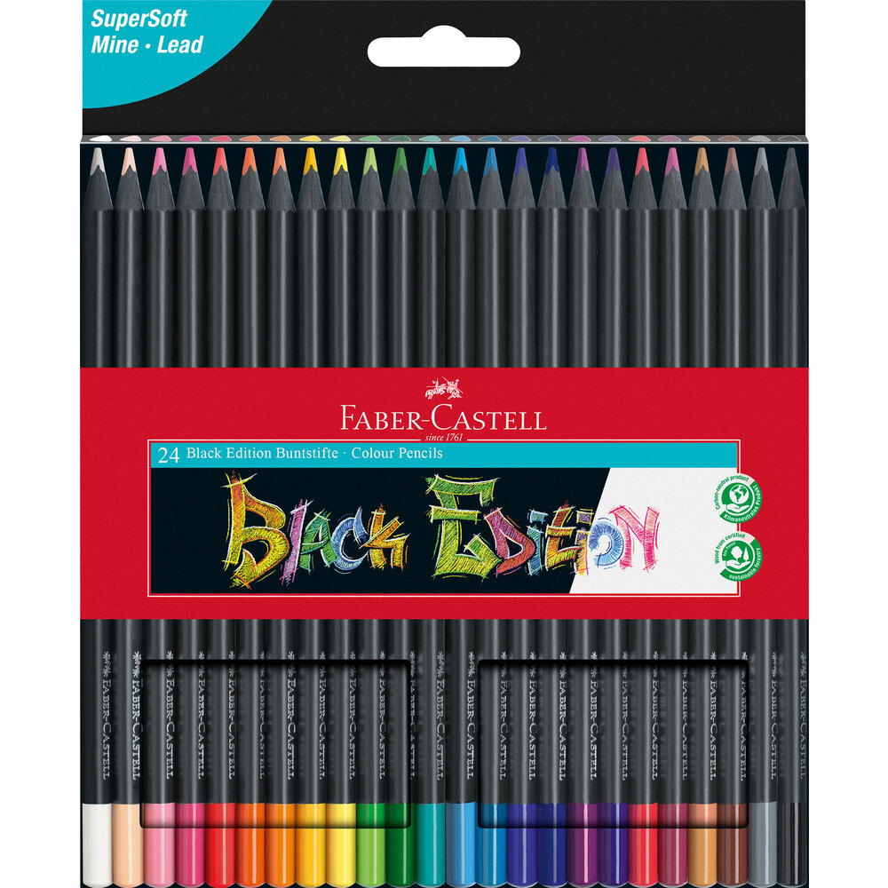 FABER-CASTELL Lápis de Cor Black Edition, Blister 24 Cores
