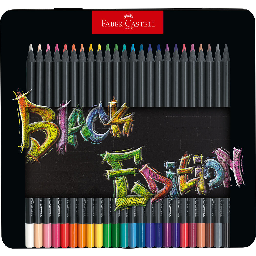 FABER-CASTELL Lápis de Cor Black Edition, Caixa 24 Cores