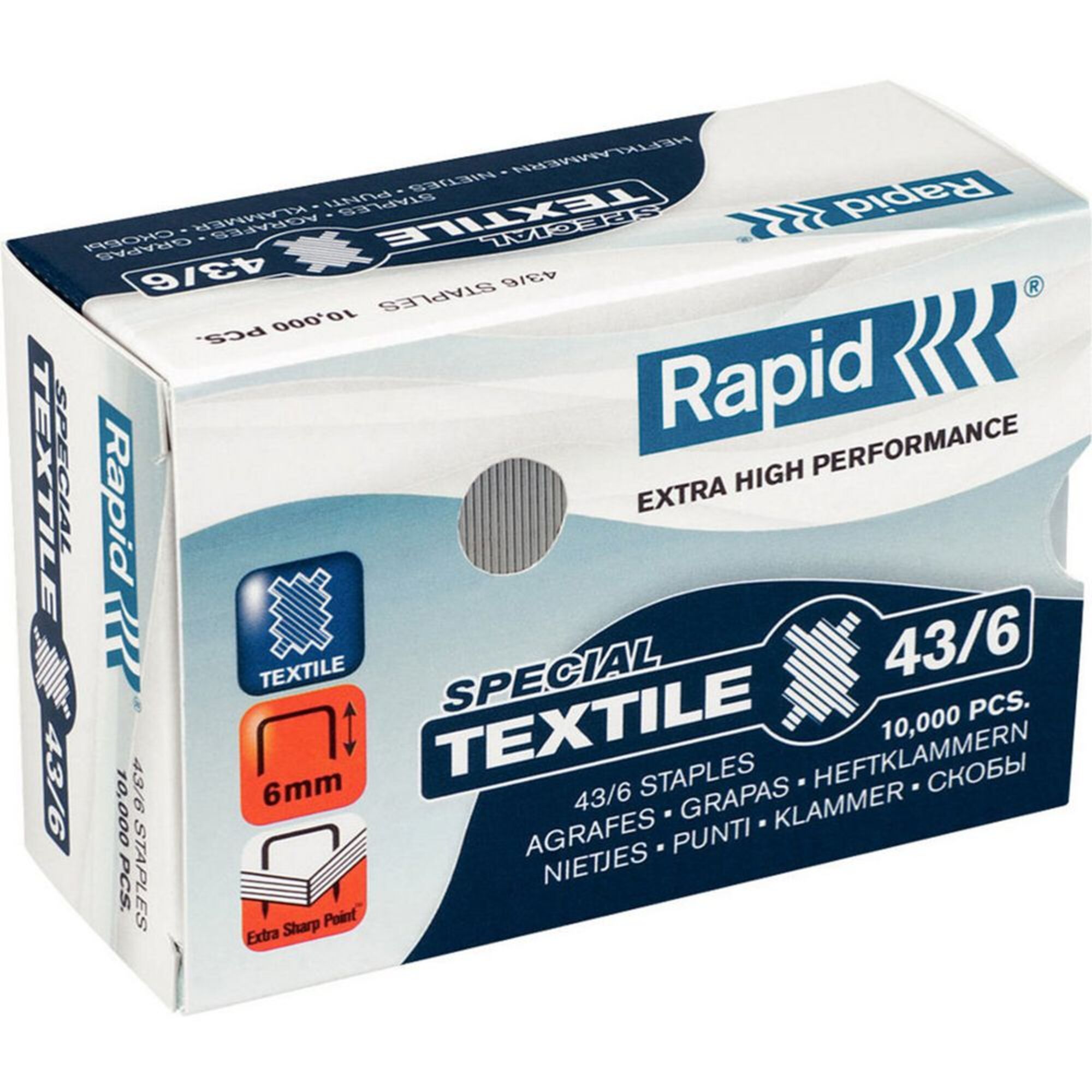 Rapid AGRAFE 43/6MM CX GALV TEXTIL
