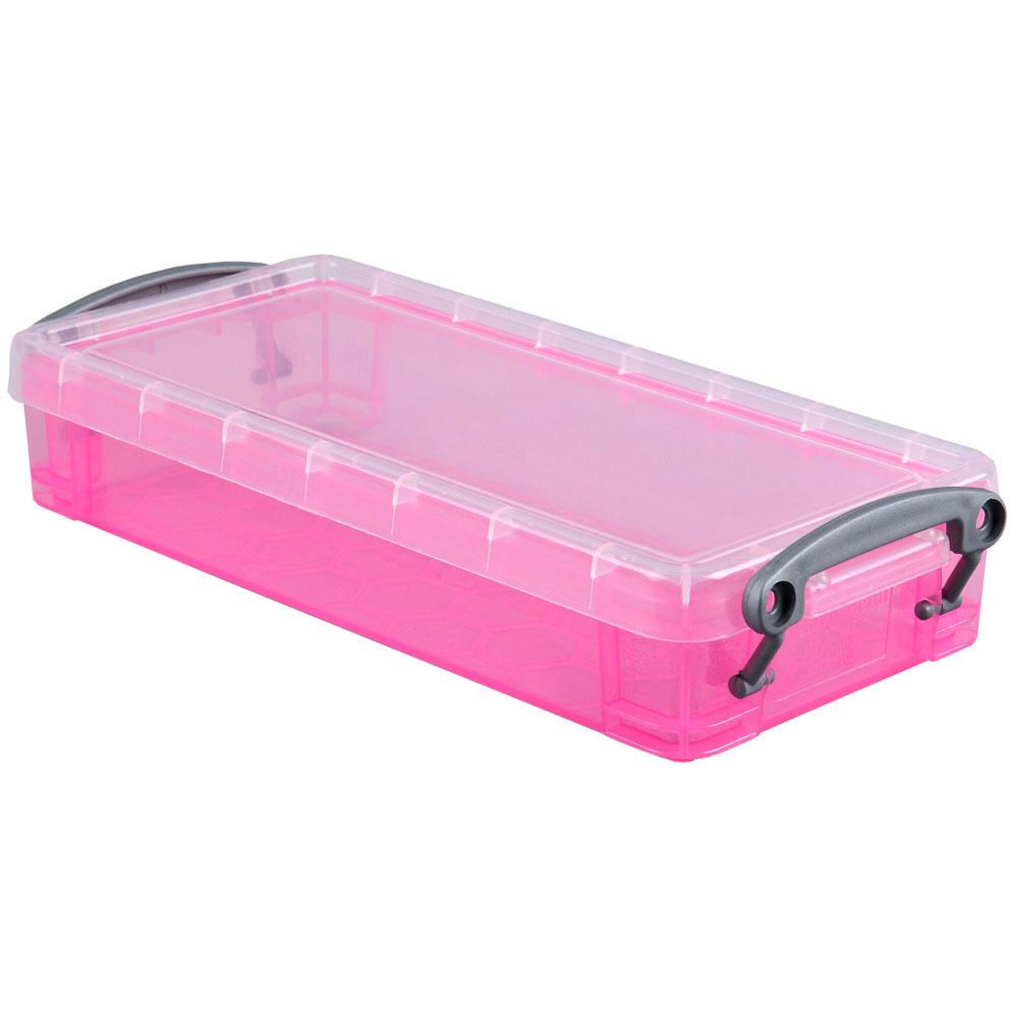 Caixa de armazenamento empilhável rosa de 0,55 L, 220 x 100 x 40 mm