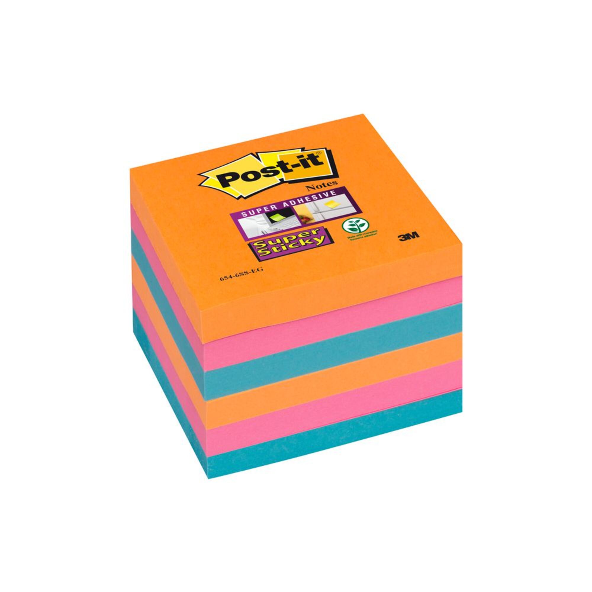 Bloco Super Sticky 76 x 76 mm, Cores da Coleção Banguequoque, Pack 6, 90 folhas