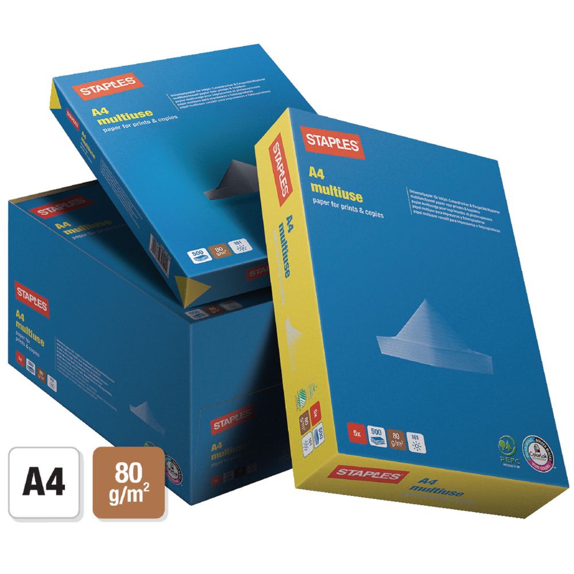 Staples Papel Para Impressoras A Laser Jato De Tinta E Fotocopiadoras A4 80 Gm² Branco 3413