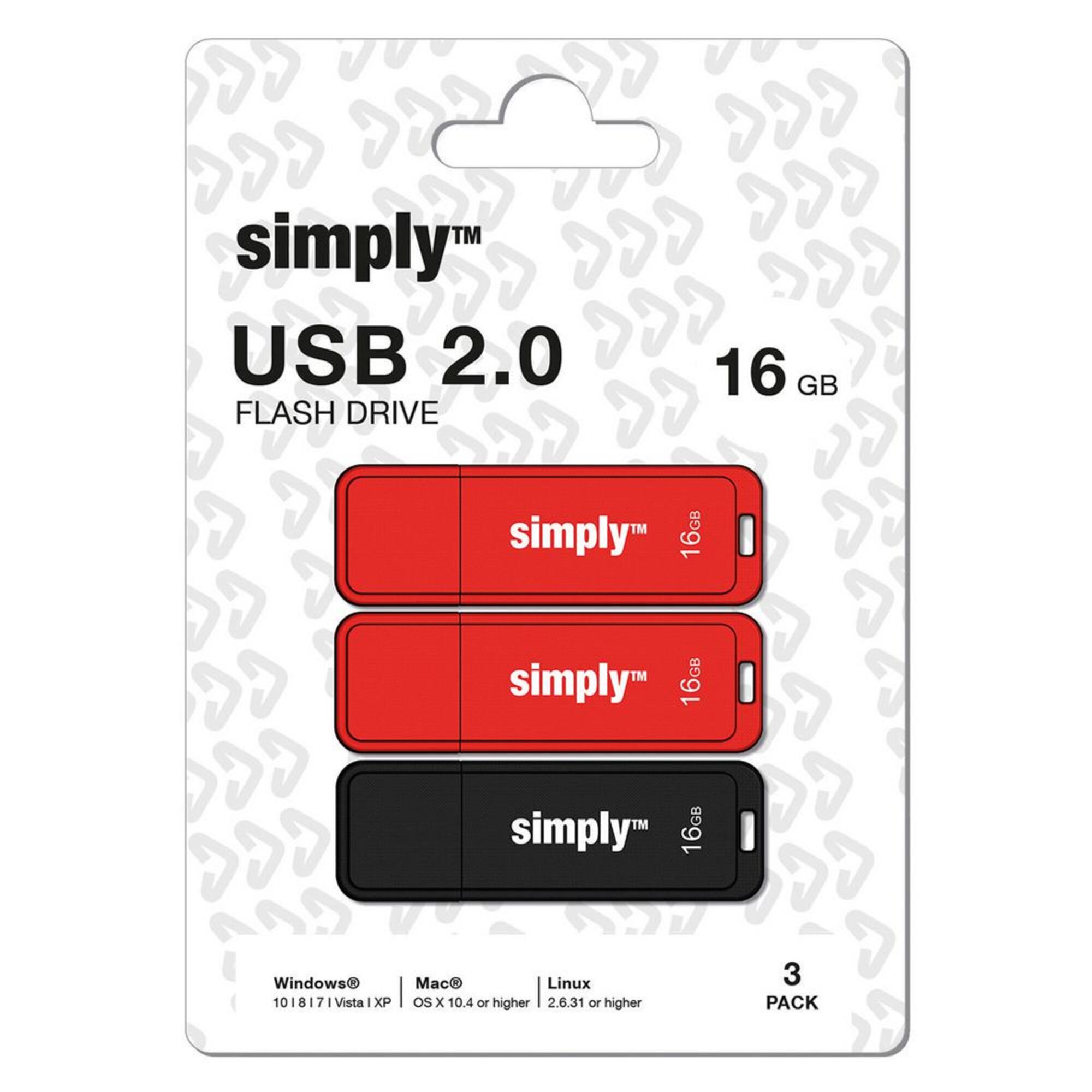 Unidade Flash USB 2.0, 16 GB, Tampa, Vermelho/Preto