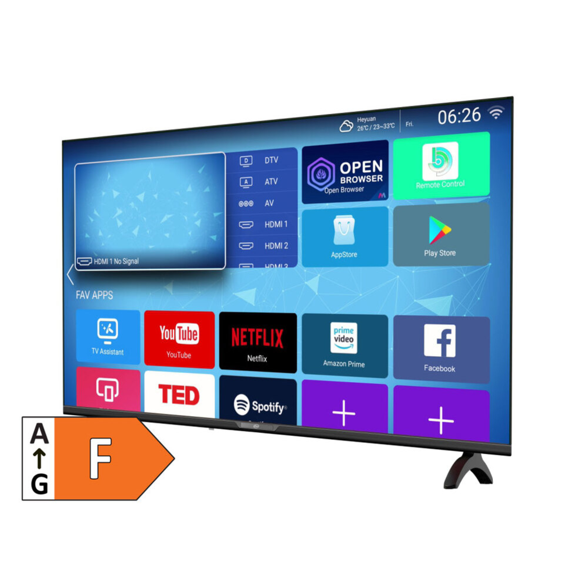 ESMART Televisão LED UHD, 55”, 3840 x 2160, Preto