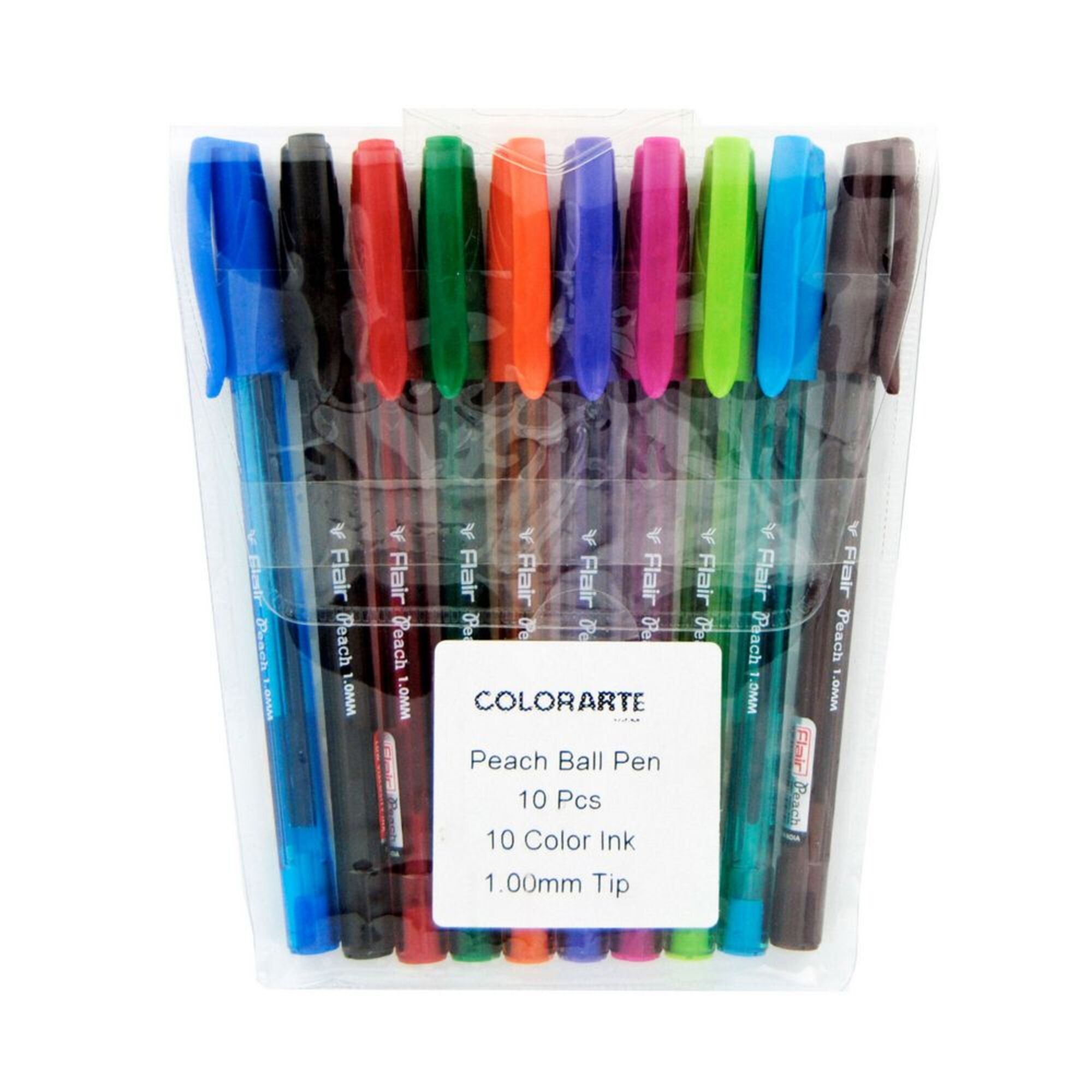 COLORARTE Esferográfica Flair Peach, Ponta Média de 1 mm, Cores Sortidas, Embalagem de 10