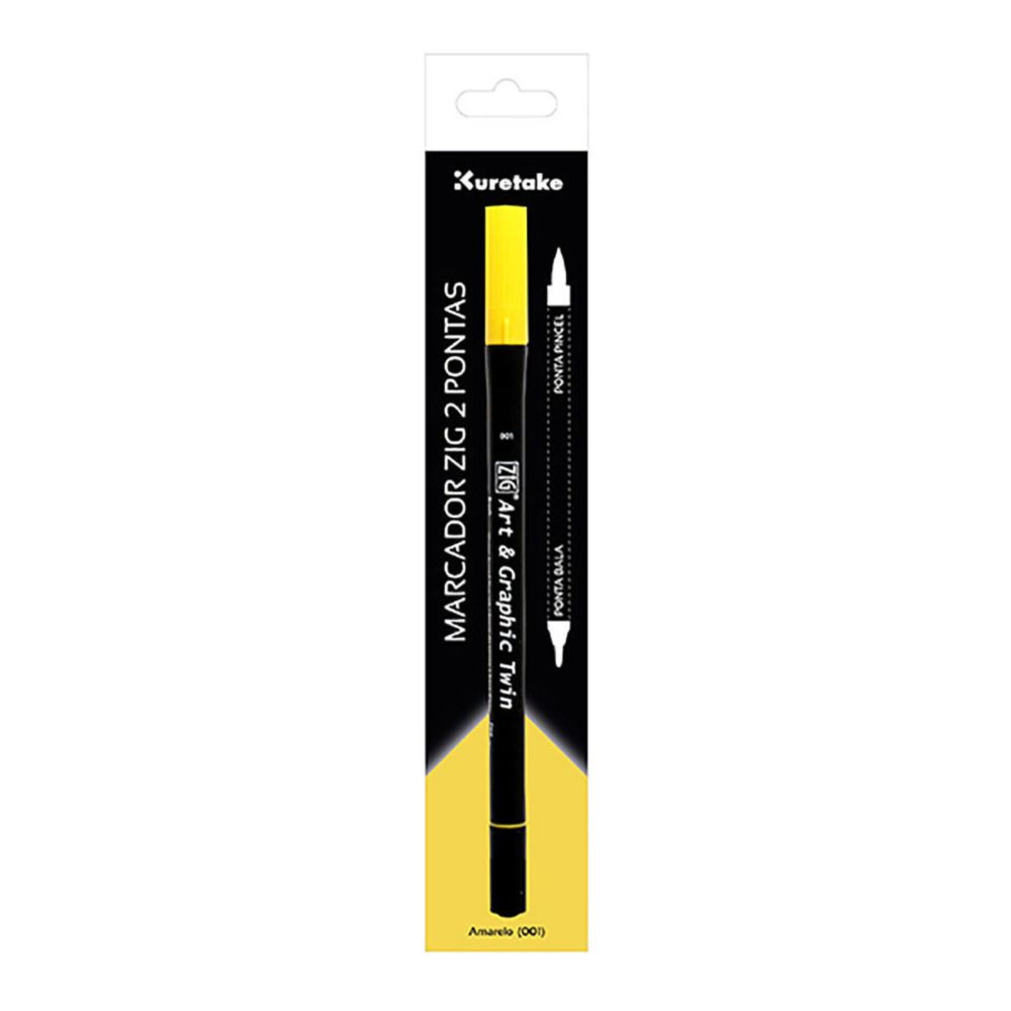 ZIG WATERCOLOUR SYSTEM Marcador 2 Pontas Art & Graphic Twin, Ponta Bala e Ponta Pincel, Verde Sombra