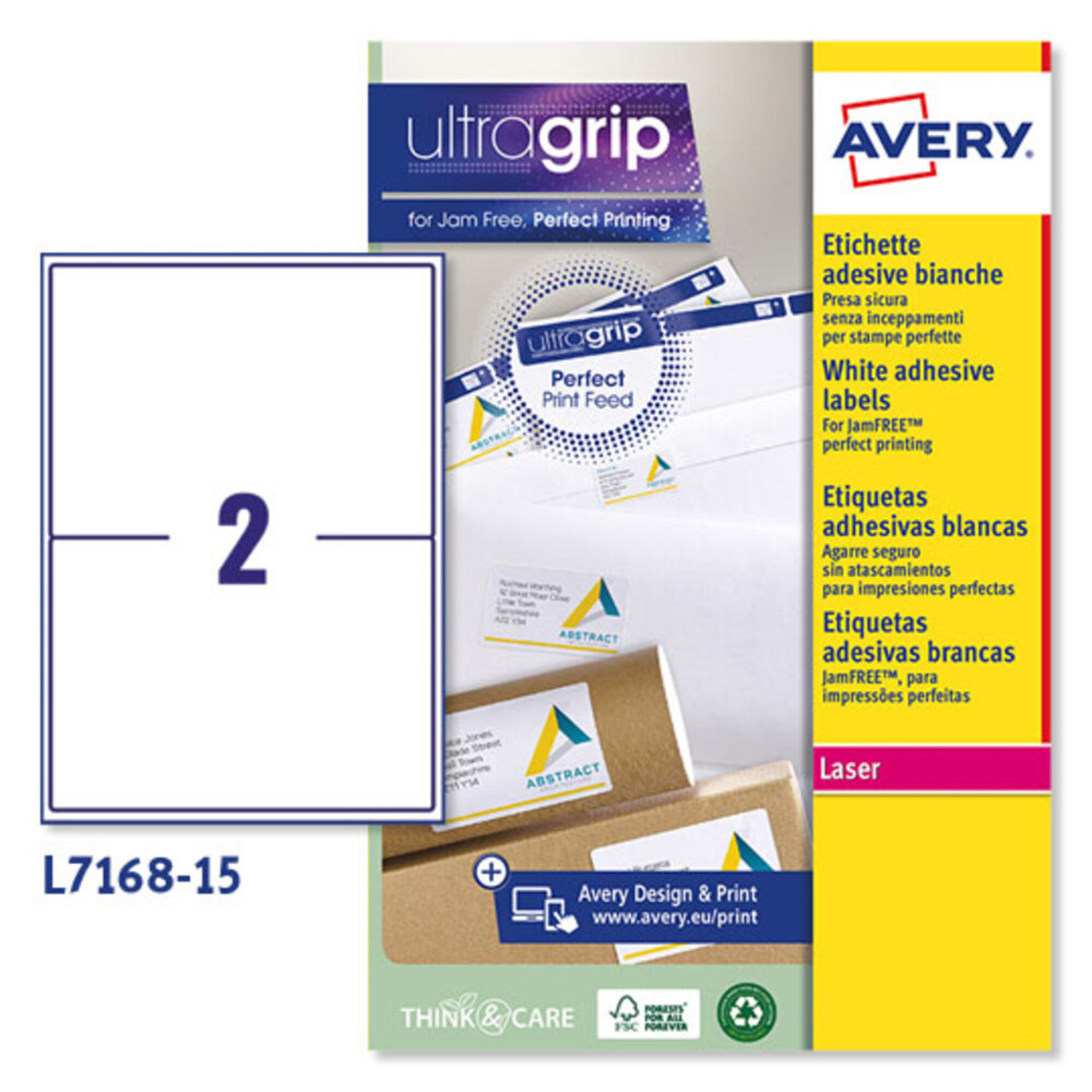 Etiquetas de Expedição para Impressoras Laser, 199,6 x 143,5 mm, 15 Folhas, 2 Etiquetas por Folha, Autocolante, Branco Opaco