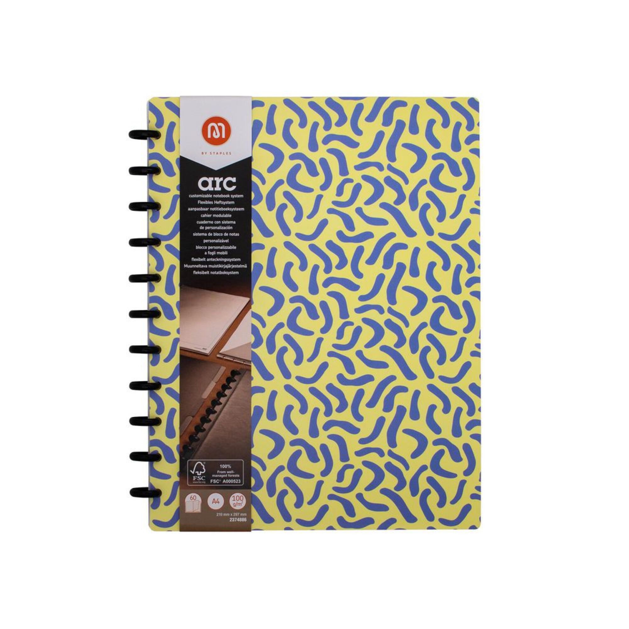 M by Staples ARC Caderno Inteligente, A4, 60 Folhas, Pautado, Capa em