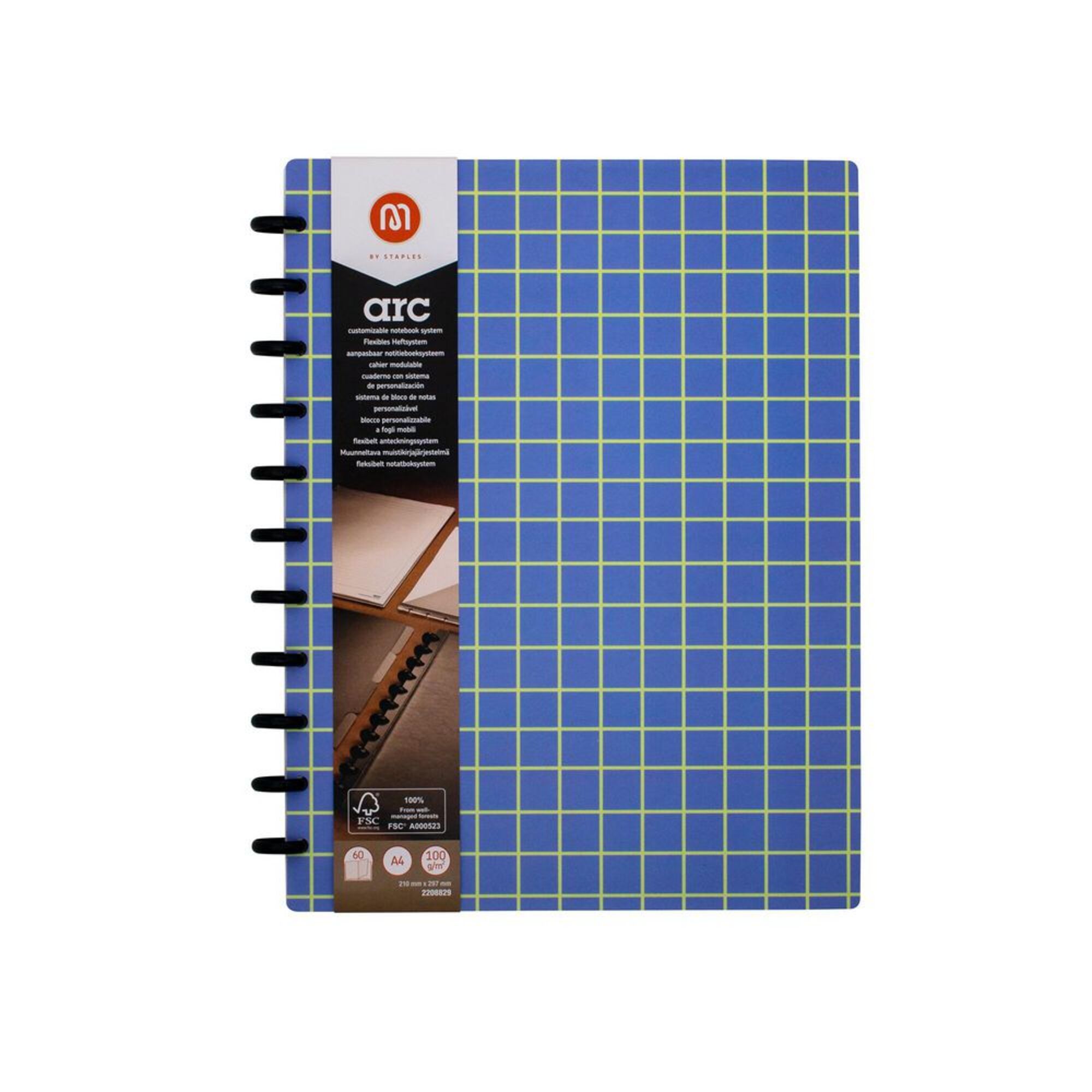 M by Staples ARC Caderno Inteligente, A4, 60 Folhas, Pautado, Capa em