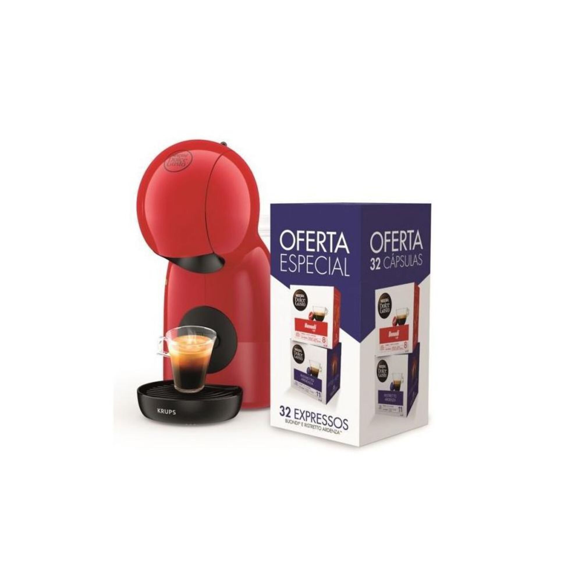KRUPS Máquina de Café Piccolo XS, Vermelho, com Oferta de 32 Cápsulas