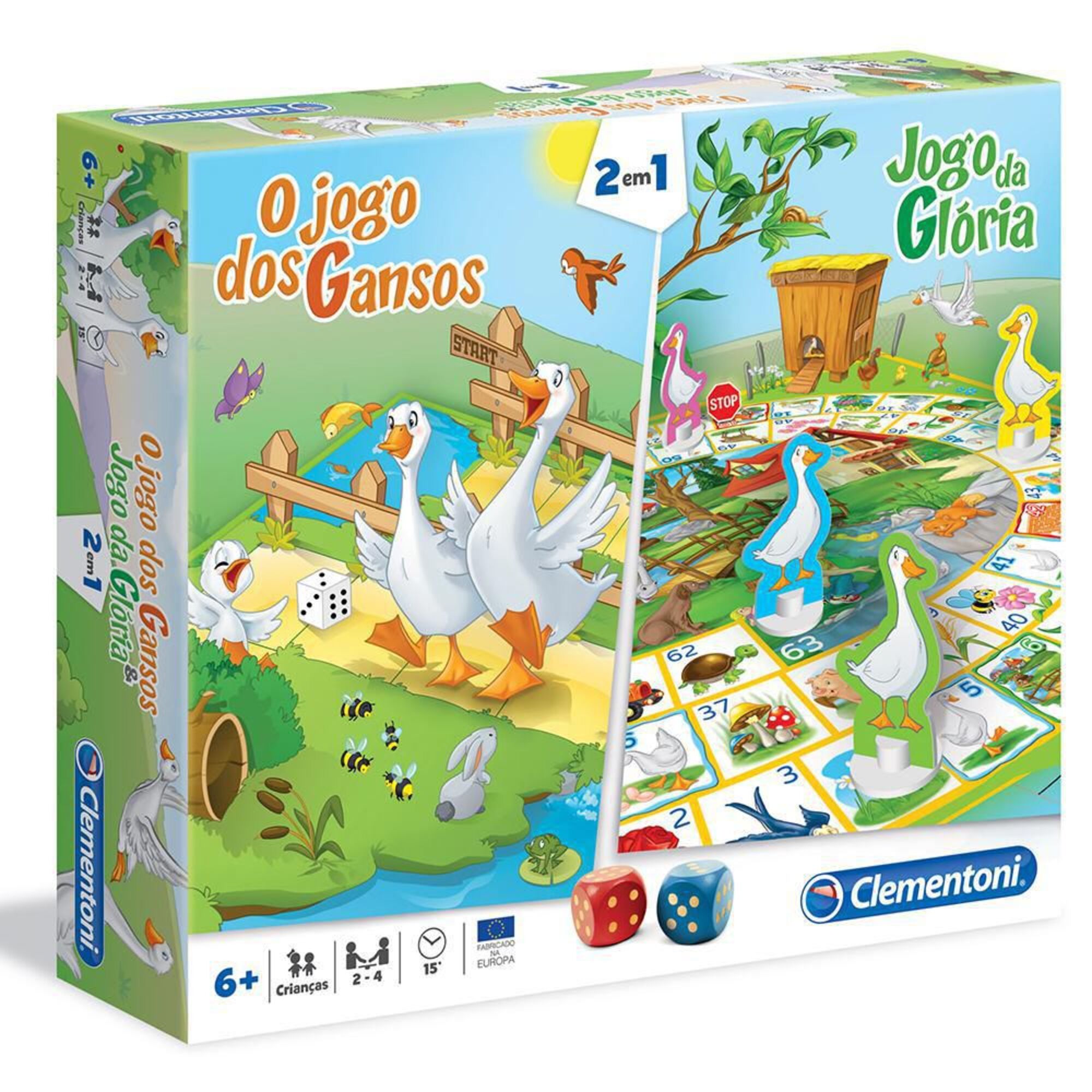 Jogo dos Gansos e Jogo da Glória, 6+ Anos, 2 a 4 Jogadores