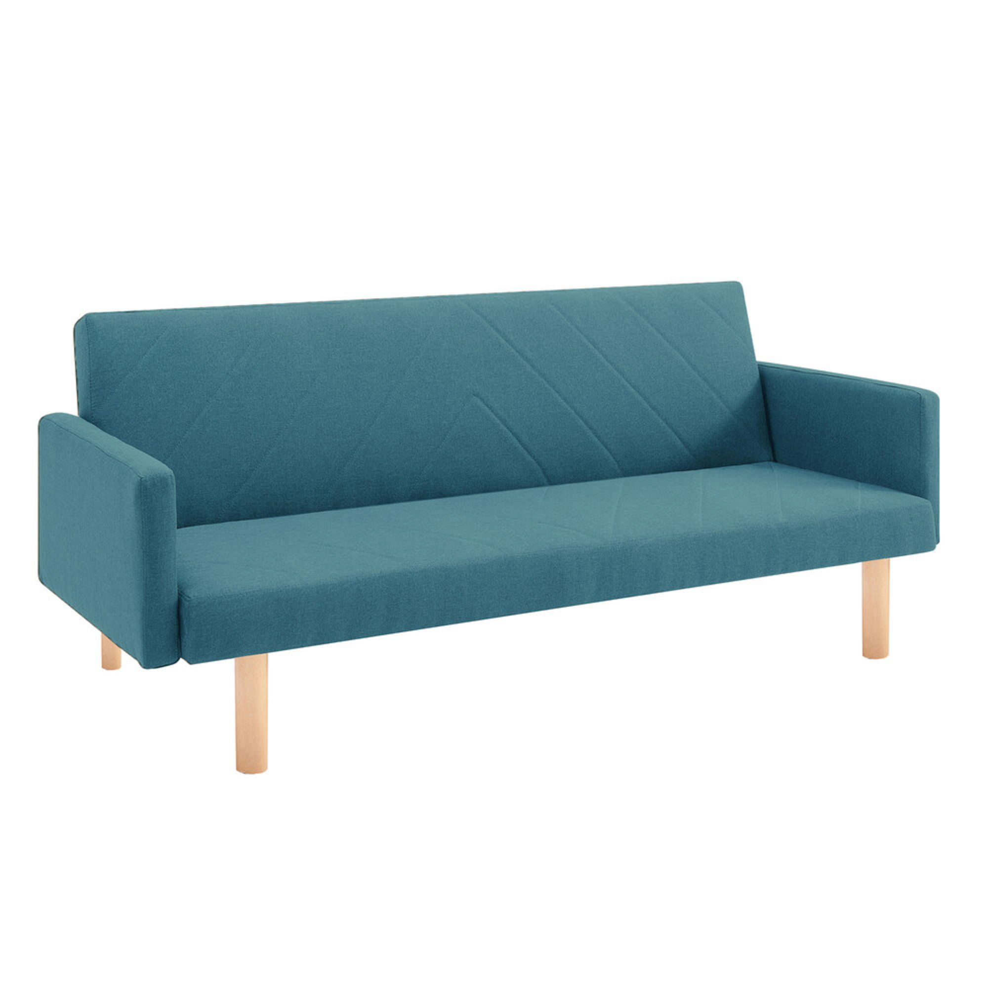 Sofá-Cama Cosmos, 182 x 76 x 85 cm, Veludo e Pés em Madeira, Azul
