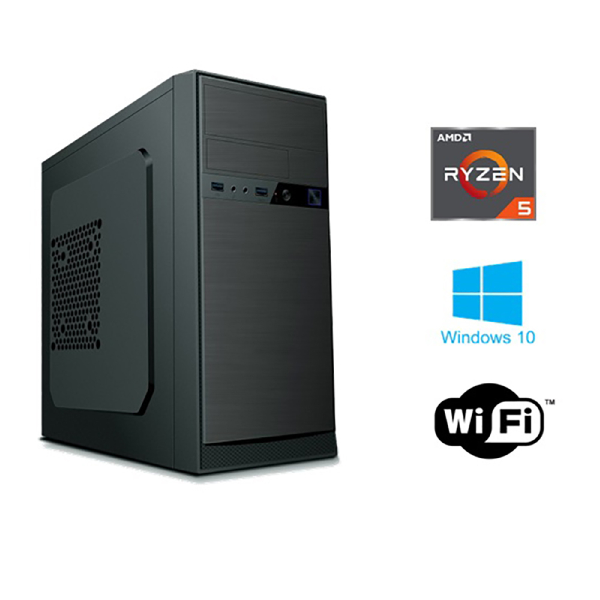 Computador Desktop PowerNet, AMD Ryzen™ 5 3400G, 8 GB RAM, 1 TB HDD, Preto