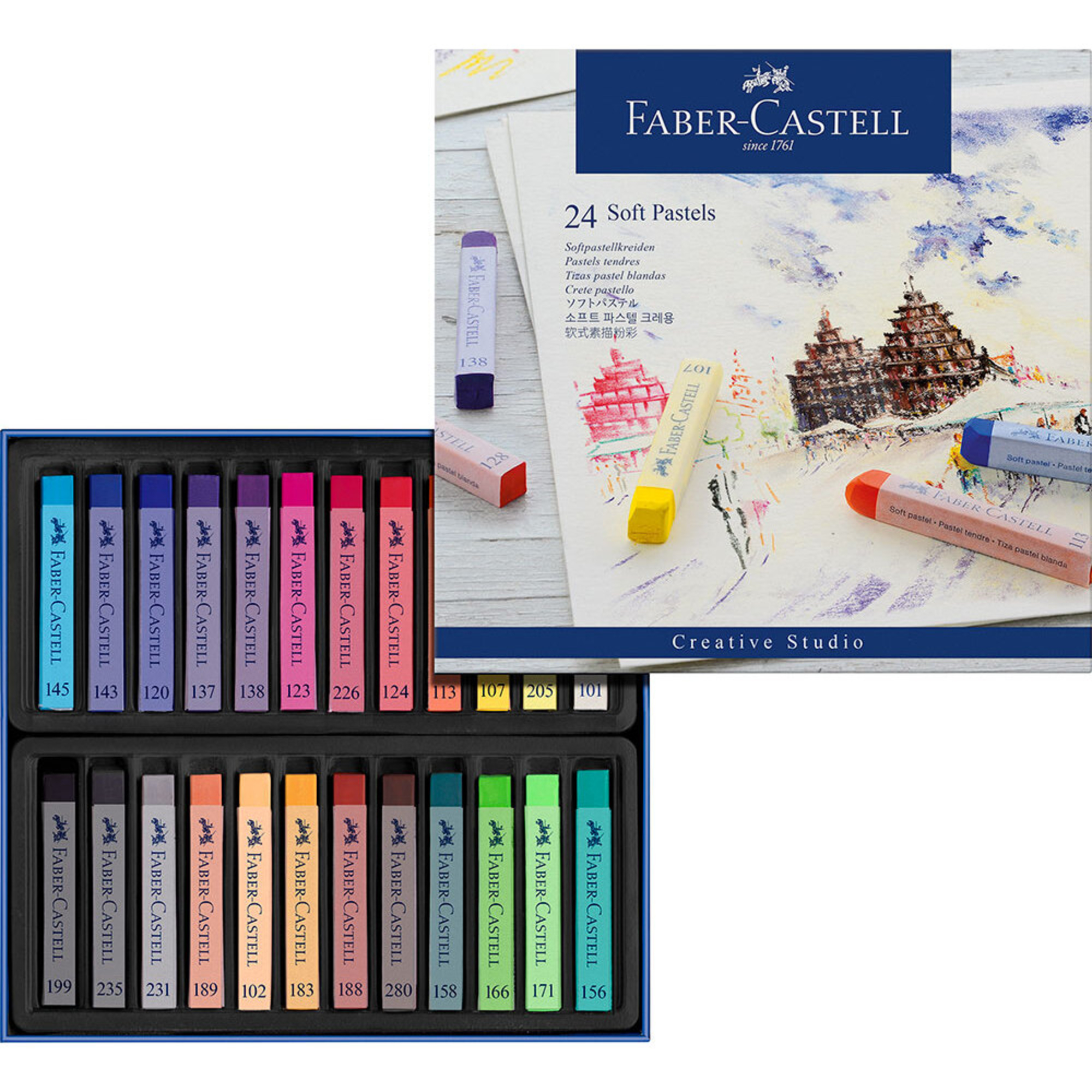 FABER-CASTELL Barras de Pastel Macio Médio Creative Studio, Embalagens de 24 Unidades