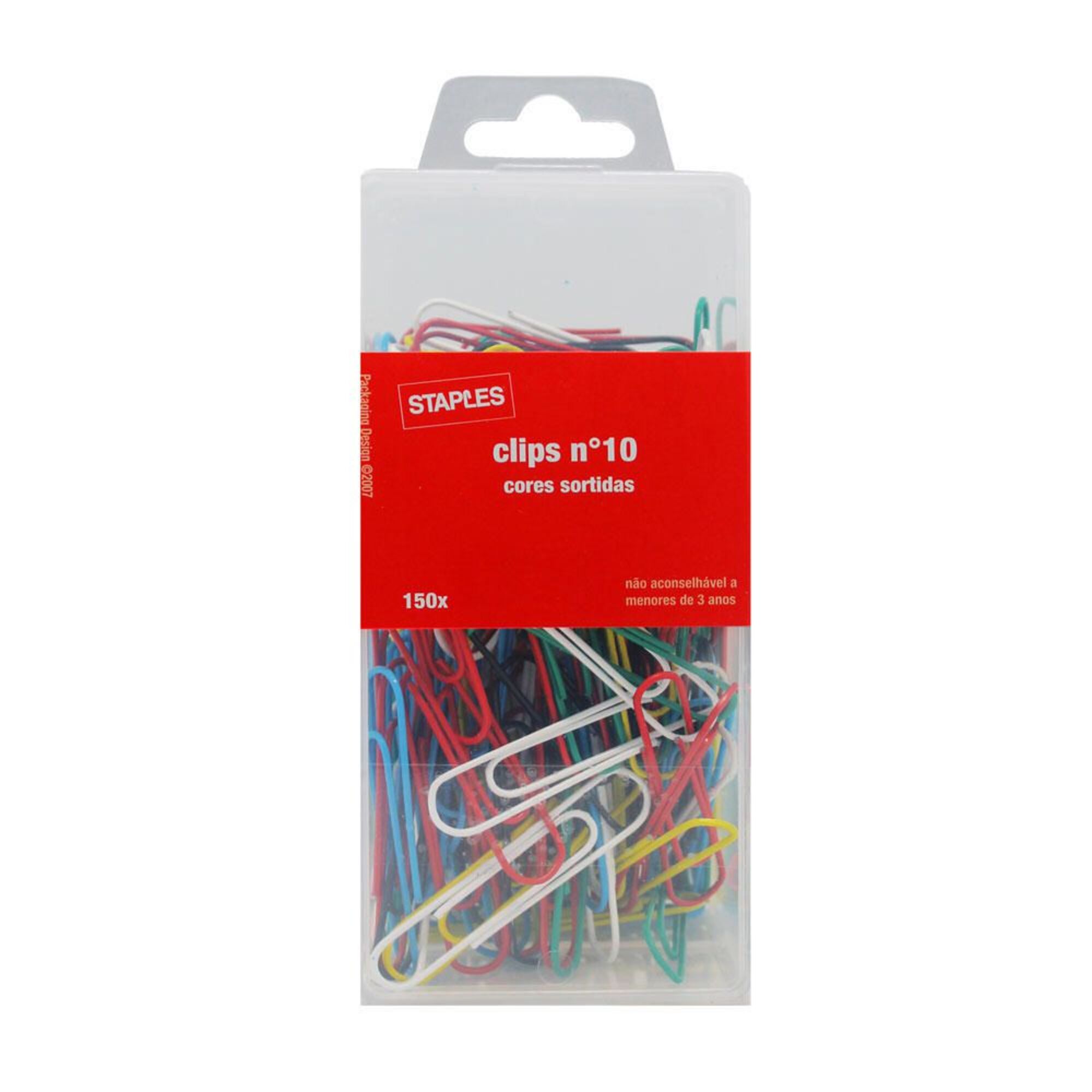 Staples Clipes de Papel Nº. 10, Cores Sortidas, Embalagem de 150