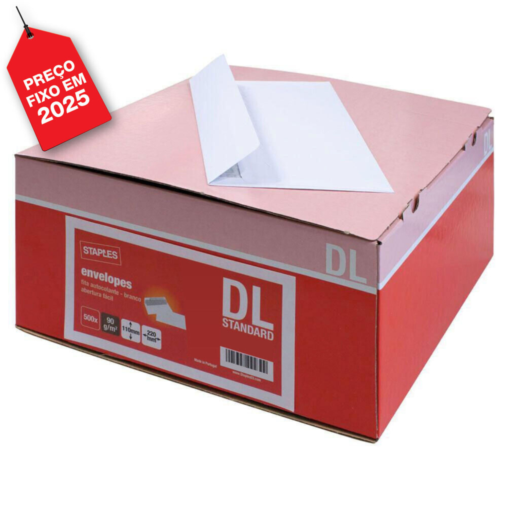 Staples Envelope Comercial, International DL, 110 x 220 mm, Branco