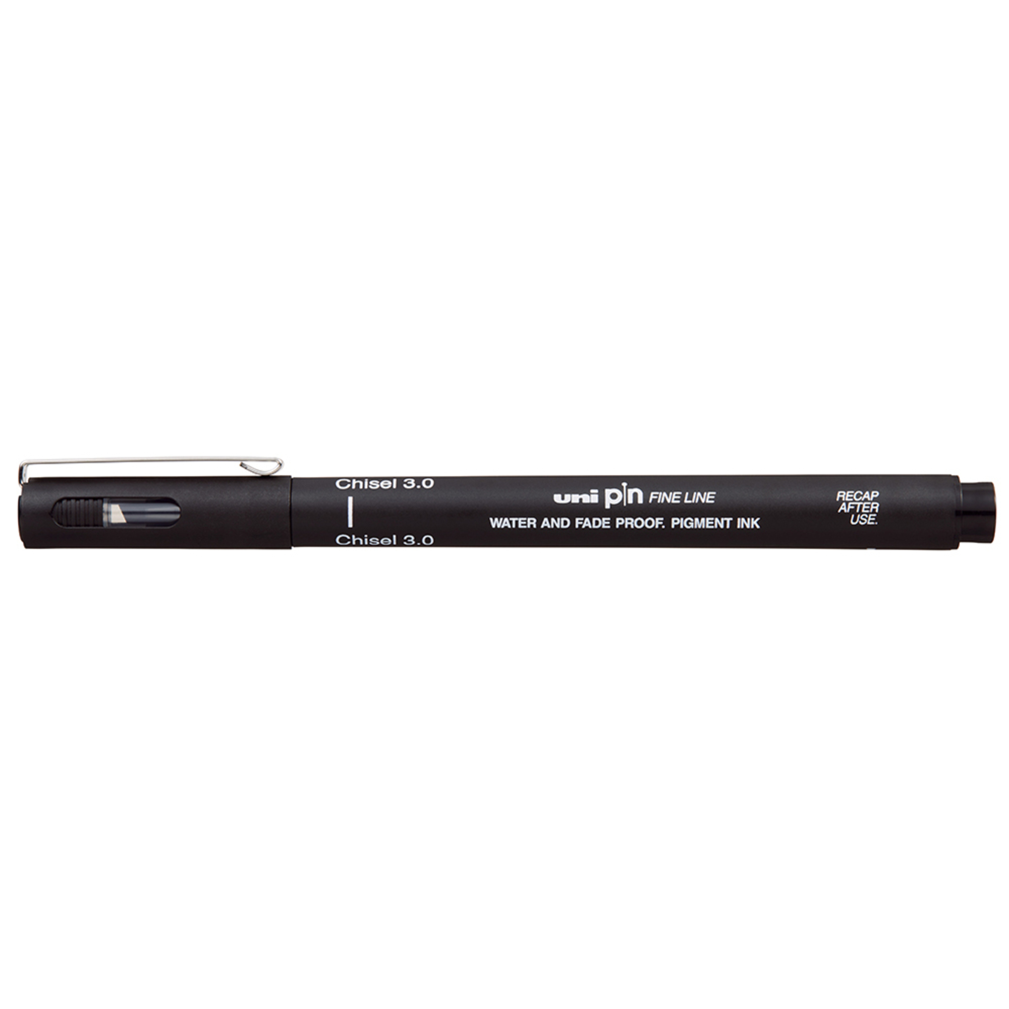 UNI Marcador Fine Liner Pin, Ponta Biselada, 3 mm, Preto