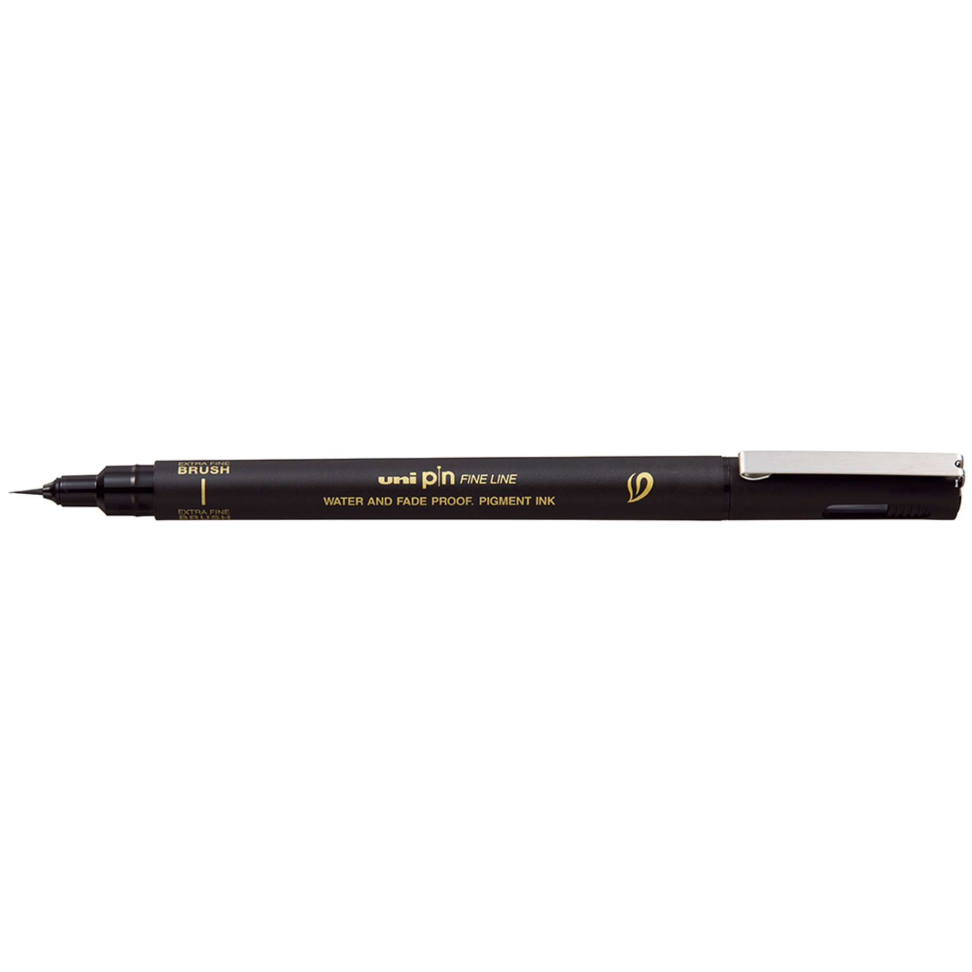 UNI Marcador Fine Liner Pin Brush, Pigmentado, Ponta Extra Fina, Preto
