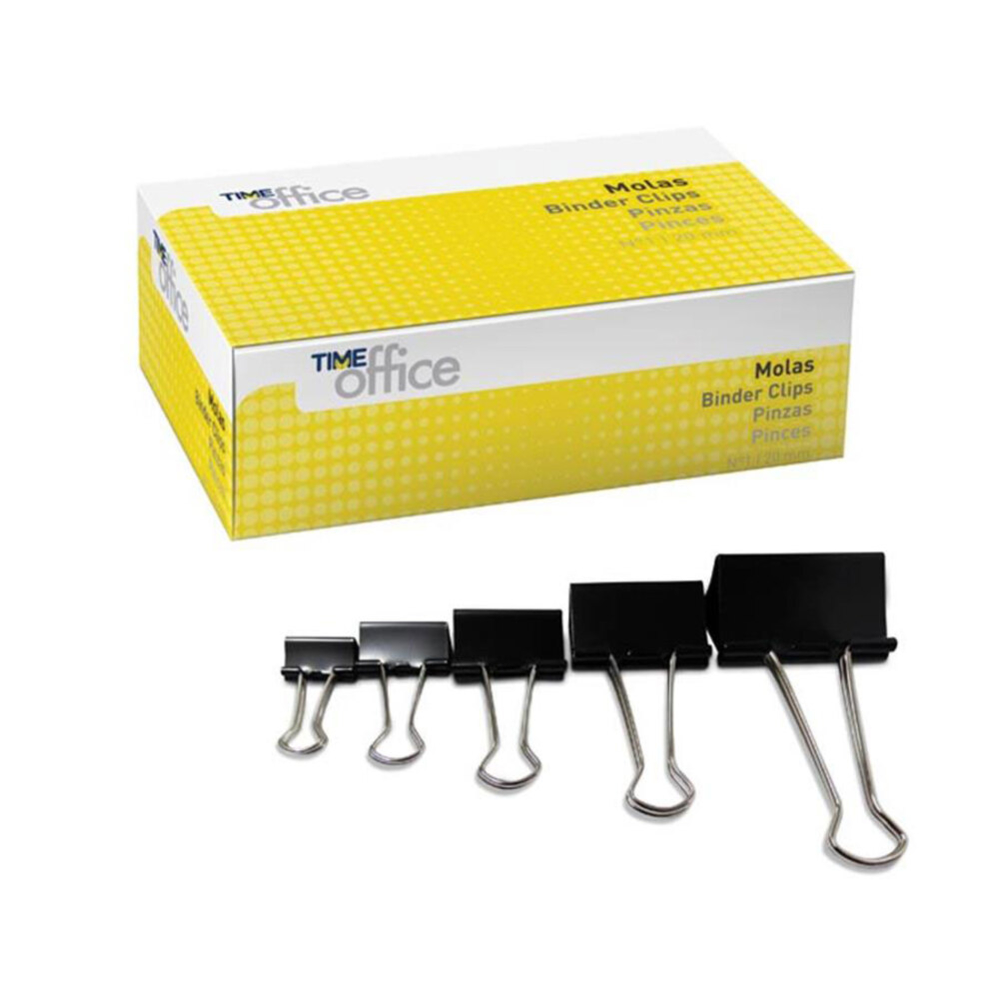 TIMEOFFICE Molas de Orelha Metálicas para Papéis Nº2, 25 mm, Preto, Caixa de 12 Unidades