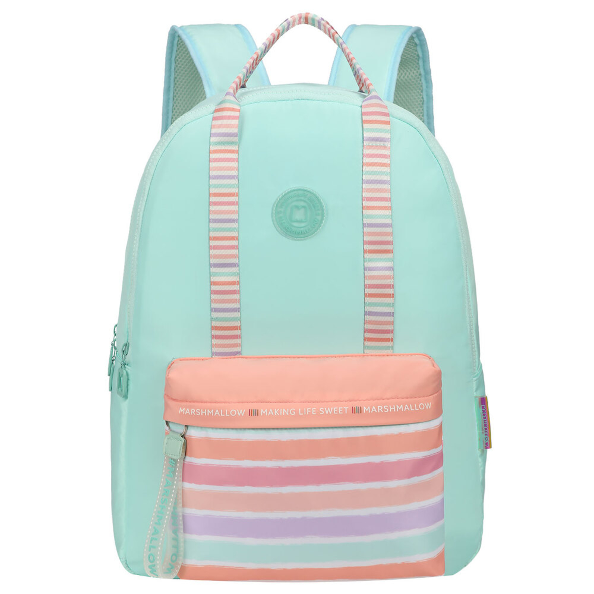 MARSHMALLOW Mochila Stripes, Nylon, Verde Menta