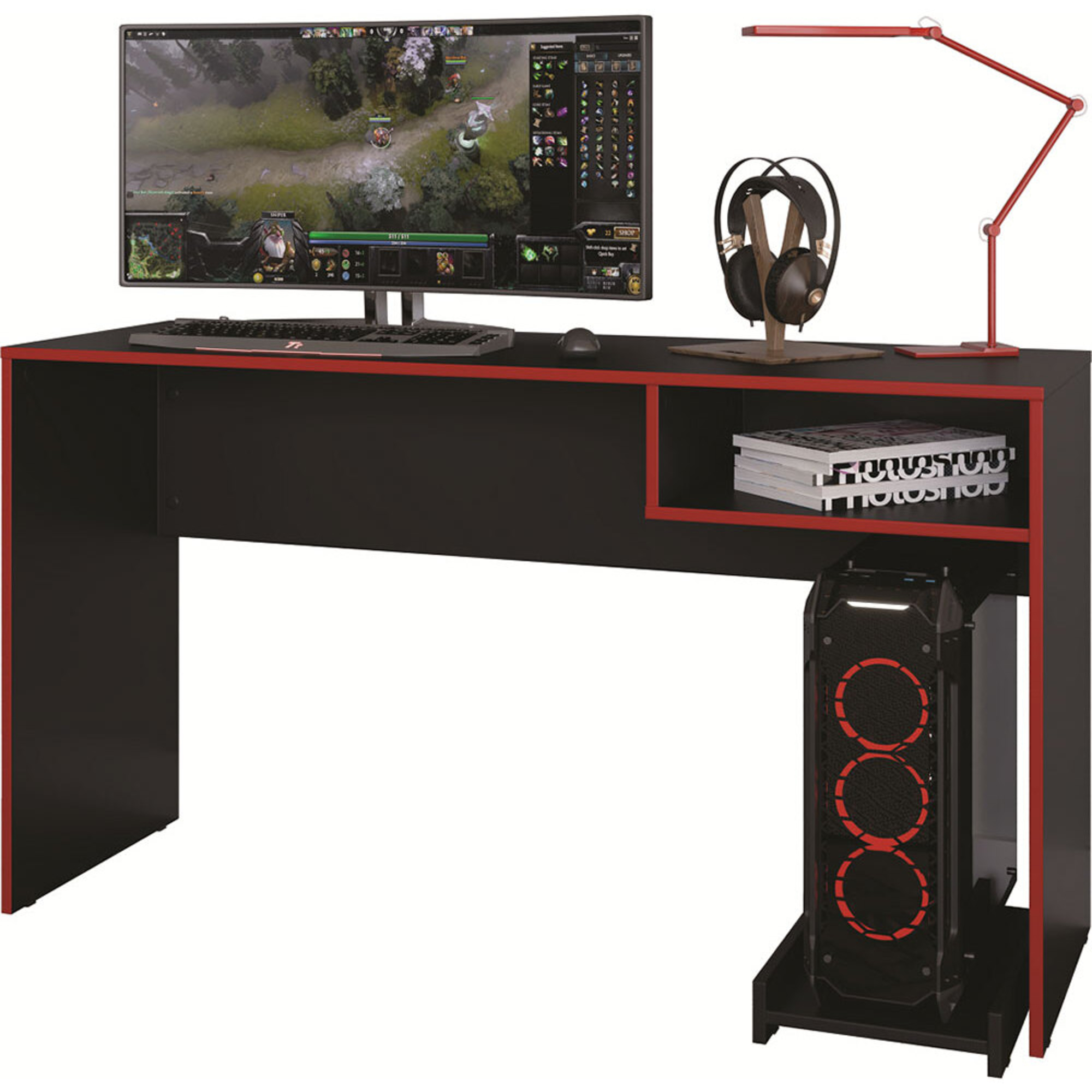 Secretaria gaming vermelha para escritório resistente para computador media  com excelente qualidade construçao