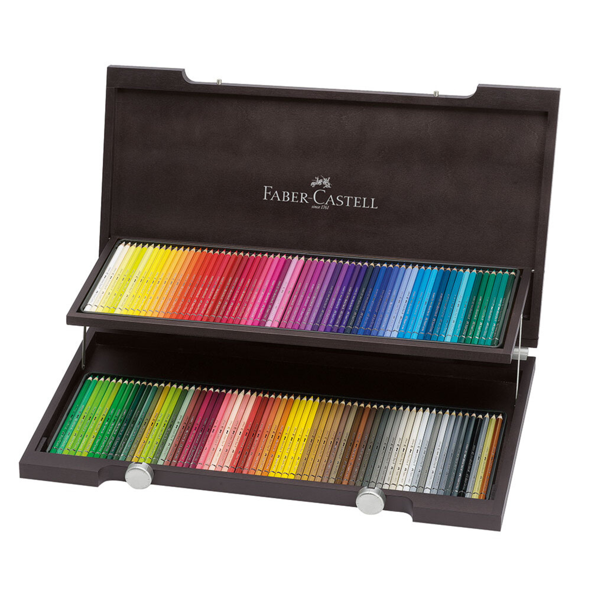 FABER-CASTELL Lápis de Cor Aguarelável Albrecht Dürer, Caixa Madeira com 120 Lápis, Borracha, Afia, Lápis de Grafite e Pincel