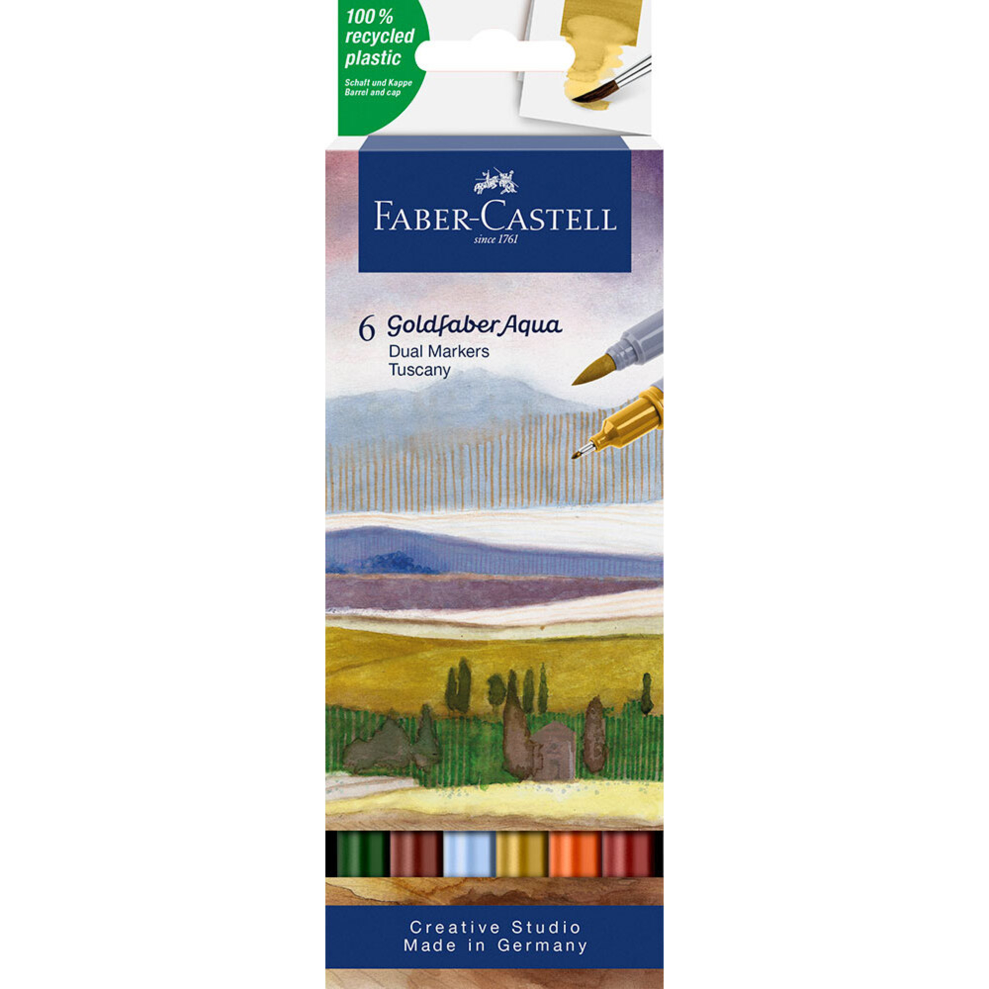 FABER-CASTELL Marcador Aguarelável de Ponta Dupla Goldfaber, 6 Cores Aqua
