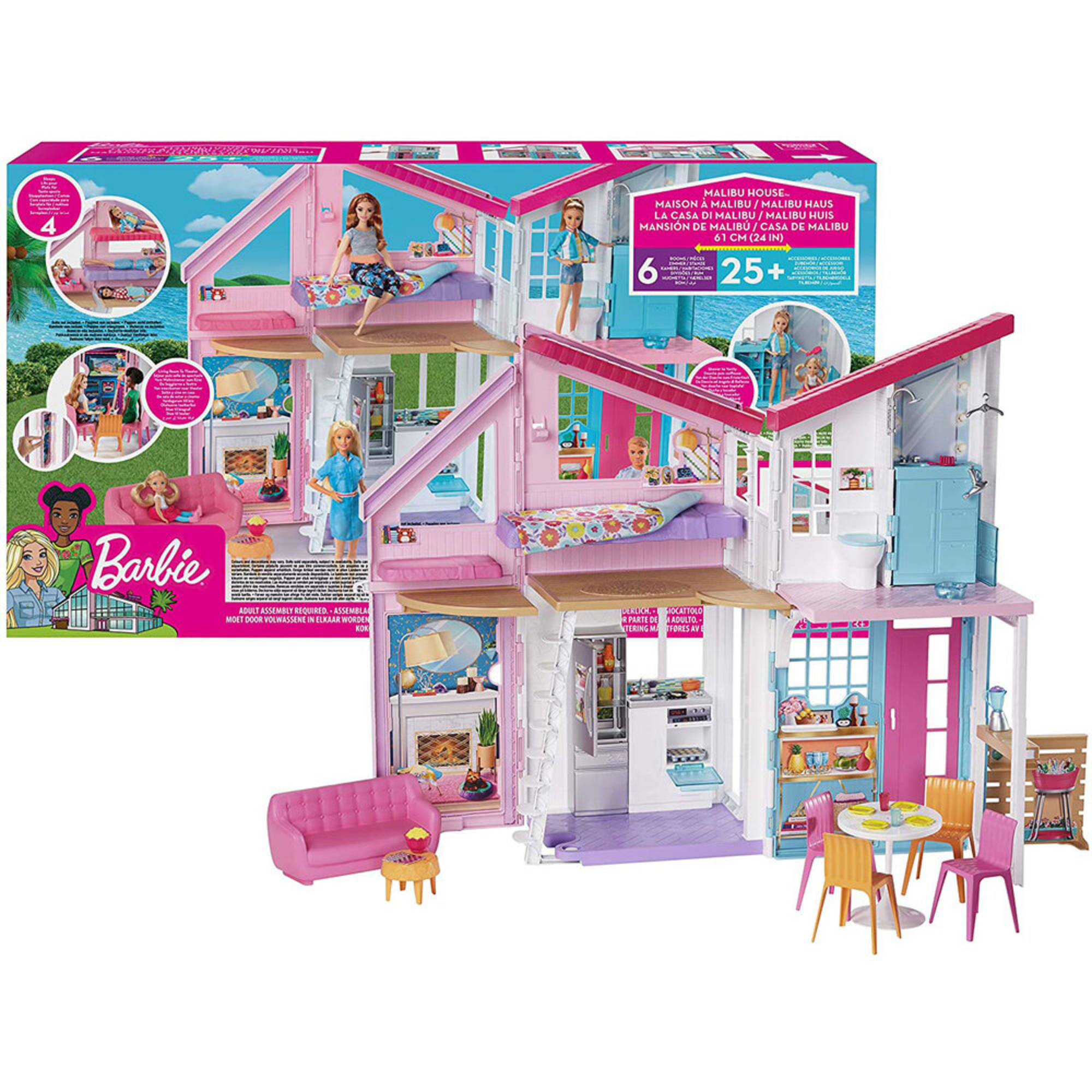 BARBIE Casa Malibu, Dobrável, Multicolor, +3 Anos - 814578 em staples.pt.