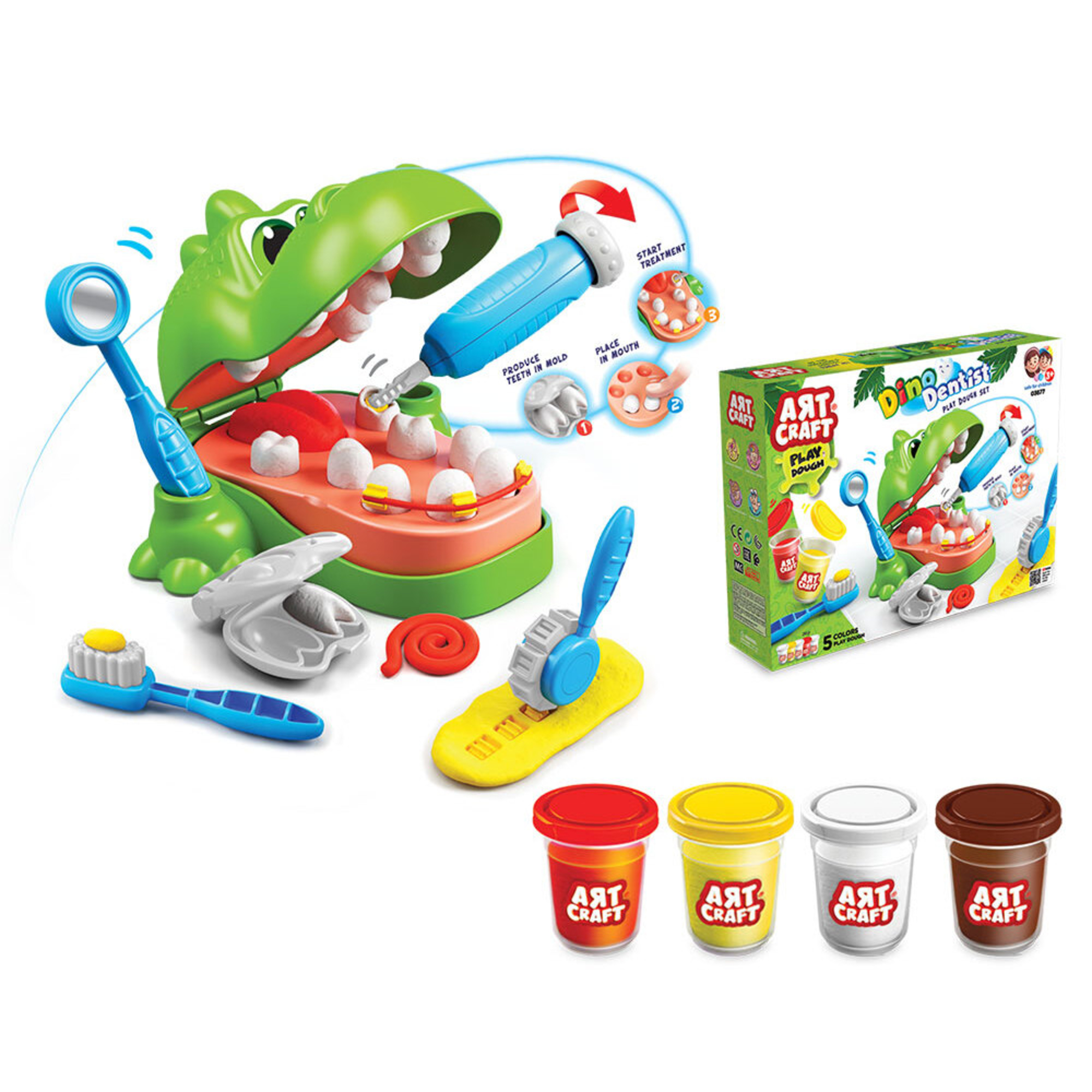 ART CRAFT Conjunto de Modelar Dino Dentistas, + 3 Anos