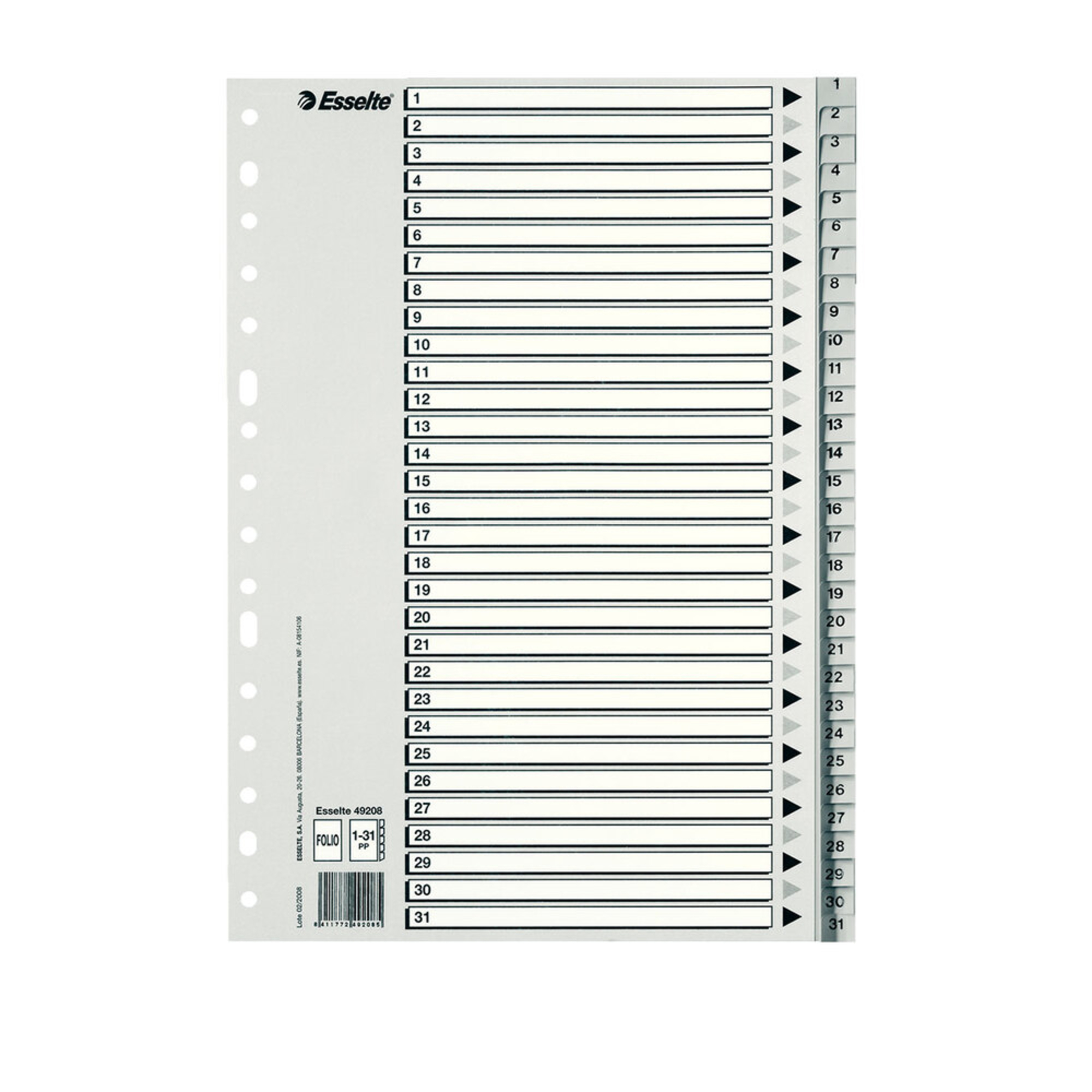 Divisori Per Raccolta Documenti Esselte A4 Con Tasti 1-31 - Grigio, Polipropilene Resistente, Con Pagina Indice - Foto 10