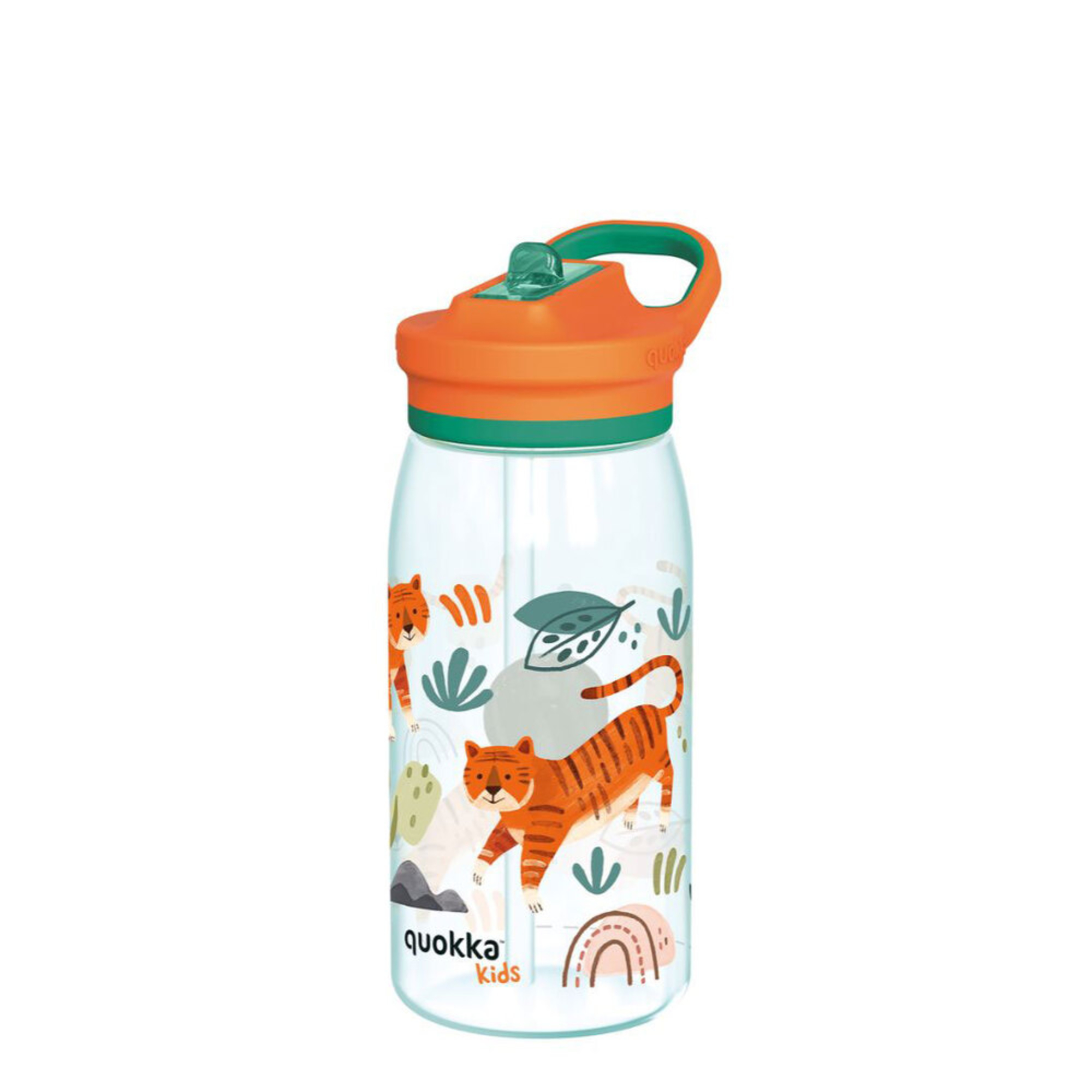 QUOKKA Garrafa de Criança Tigre, 580 ml, Transparente e Laranja