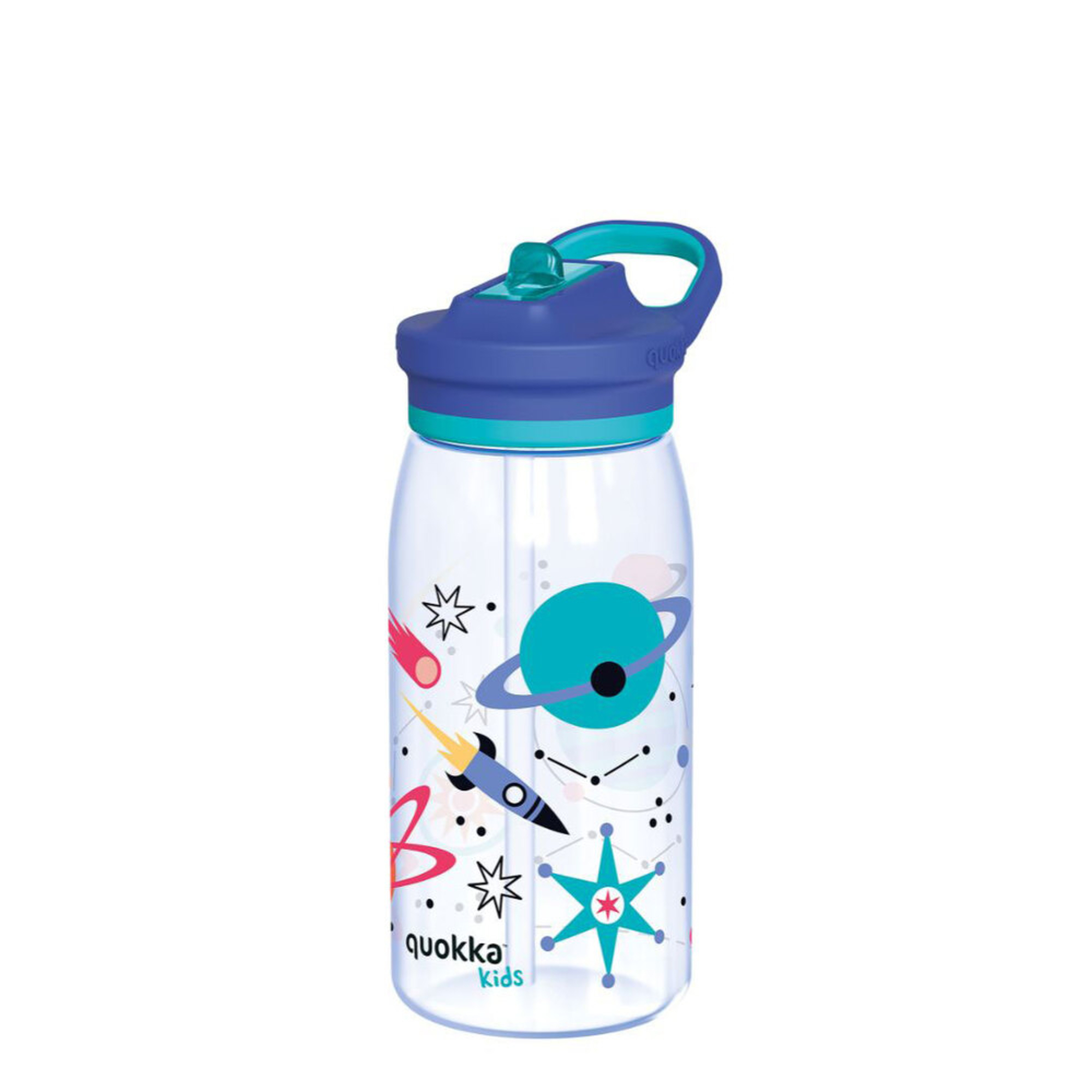QUOKKA Garrafa de Criança Espaço, 580 ml, Transparente e Azul