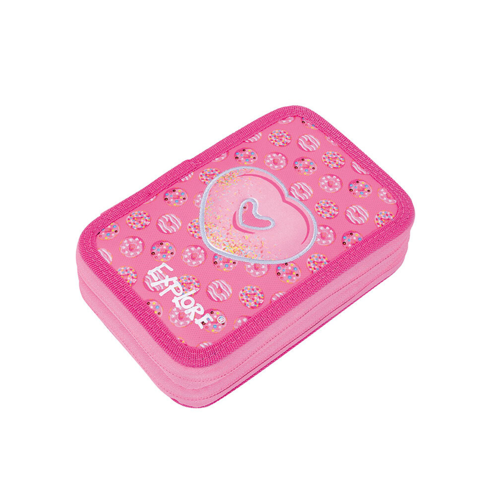EXPLORE Estojo Retangular Donut, 200 x 125 x 45 mm, Poliéster Antirrasgo, Rosa