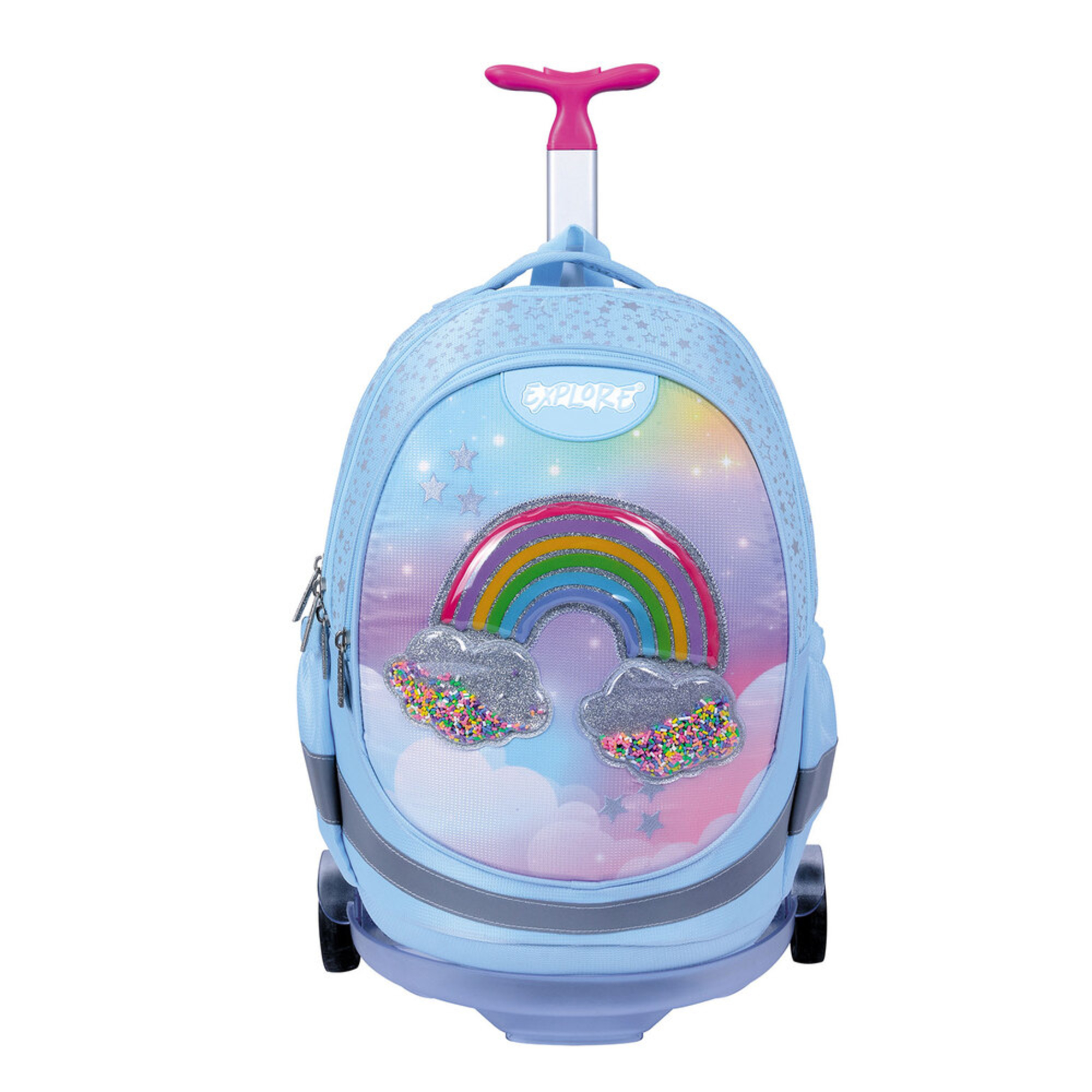 EXPLORE Mochila Trolley Escolar Arco-íris, 490 x 250 x 300 mm, Poliéster, Rosa