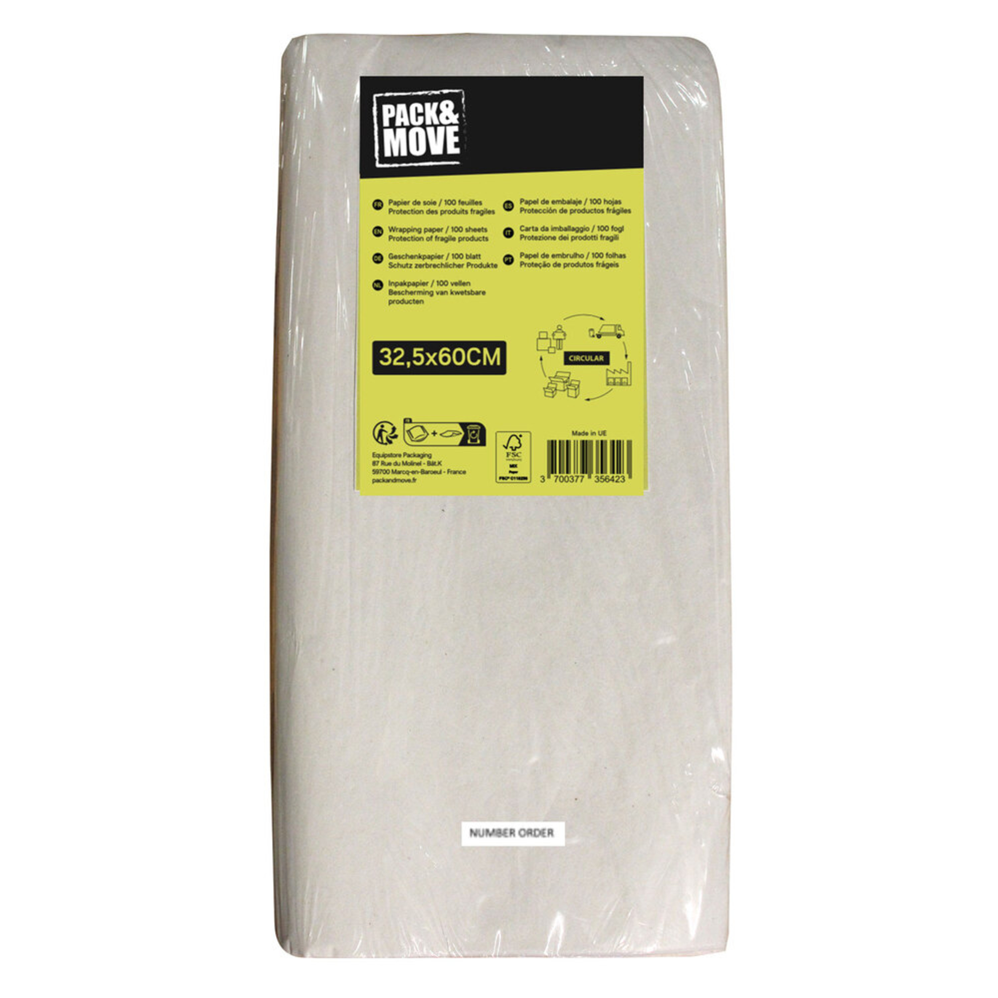 PACK & MOVE Papel de Seda para Embalagens, 325 x 600 mm, 100 Folhas