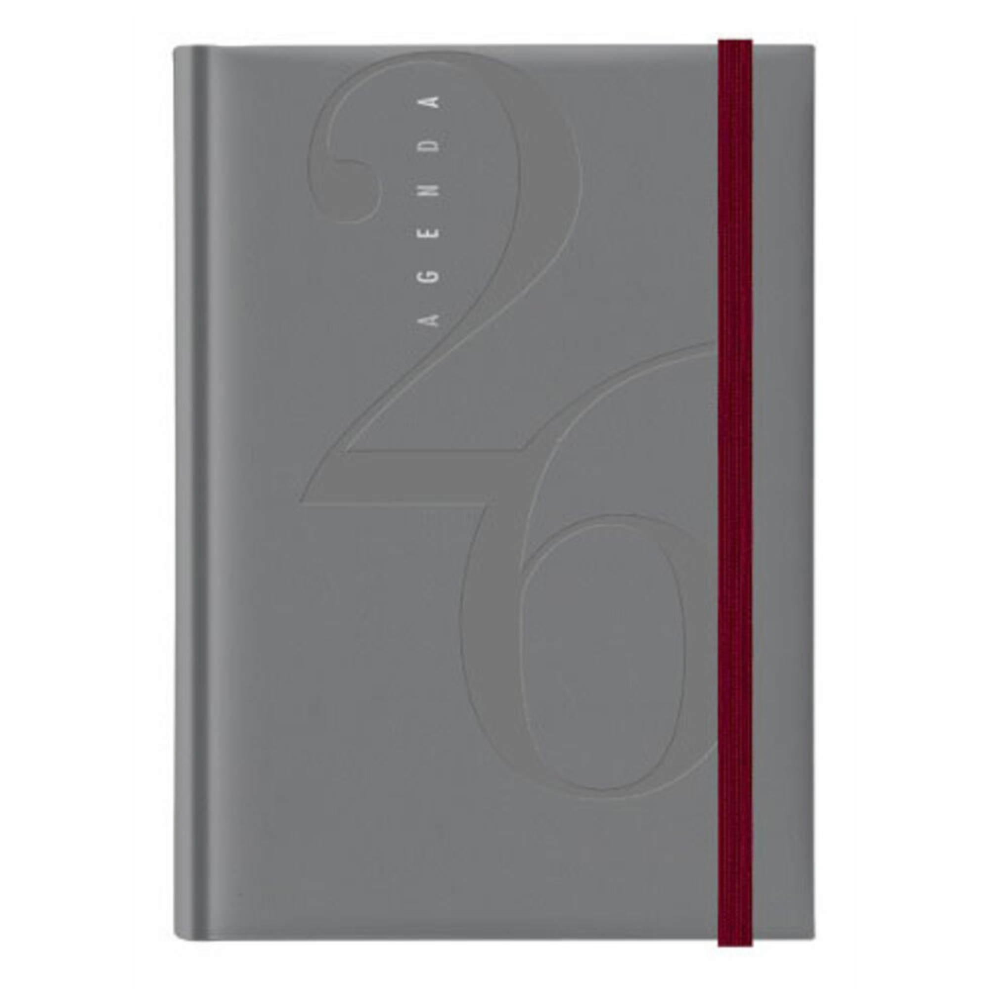 PAPIRO Agenda Diária Garda, 145 x 205 mm, Cinzento e Bordeaux, 2026