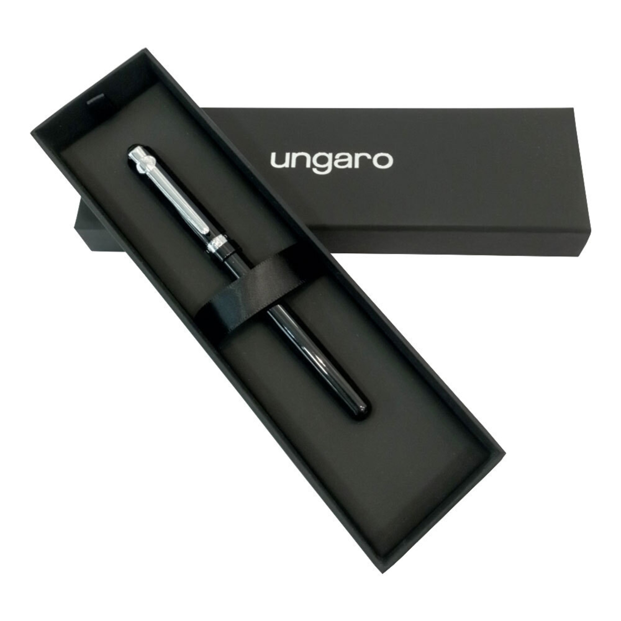 UNGARO Caneta Rollerball Ita, Ponta Média, Corpo Preto, Tinta Azul