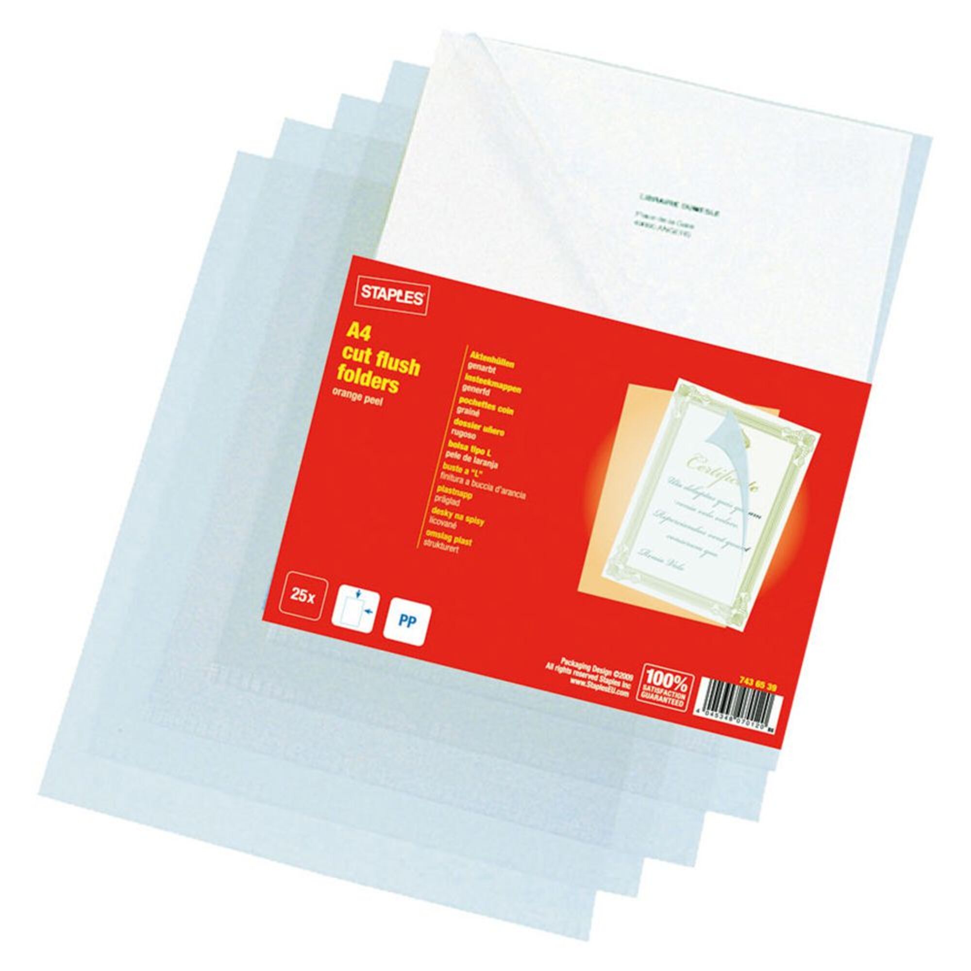 Staples Bolsa Tipo L A4 Polipropileno De 80 M crones Textura Casca De 