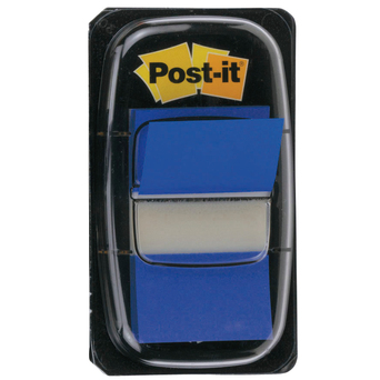 Post-it Separadores de índice médios, 25,4 x 43,2 mm, Azul, embalagem de 50 com dispensador, 680-2