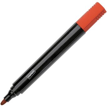 Staples Marcador Permanente Duramark™, Ponta Redonda, Tecnologia de Tinta Líquida, Vermelho, 10 Unidades