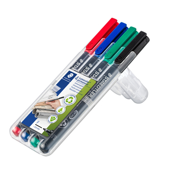 STAEDTLER Lumocolor, Marcador Permanente, Ponta Universal 0,6 mm, Tecnologia de tinta líquida, Preto, Azul, Verde e Vermelho