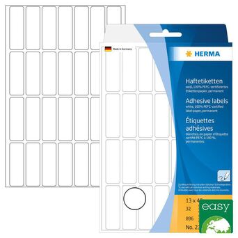 HERMA Etiqueta de Papel Autocolante Permanente, 12 x 40 mm, 32 Folhas, 28 Etiquetas por Folha, Branca